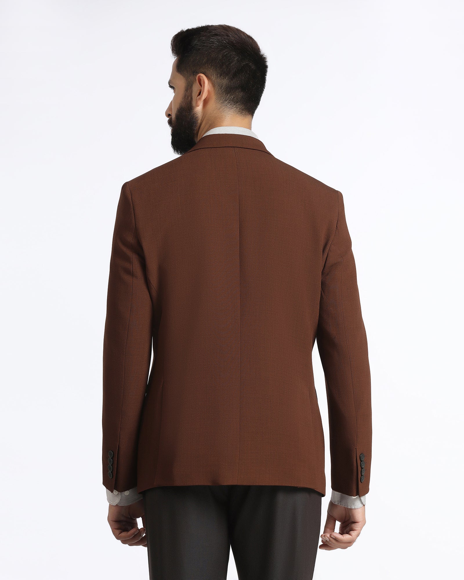 Tobacco Brown Solid Blazer - Modelo