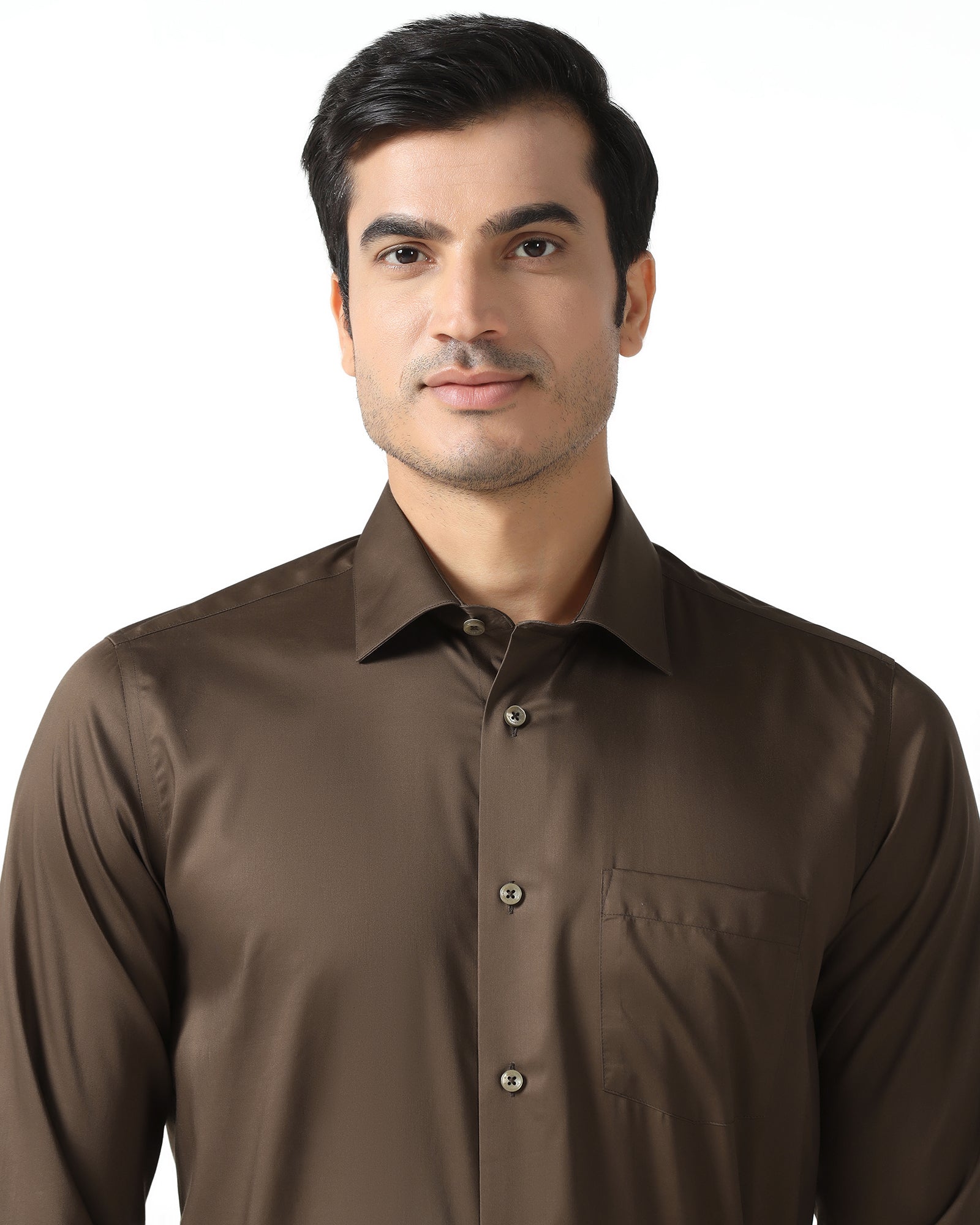 Tobacco Brown Solid Shirt - Roger