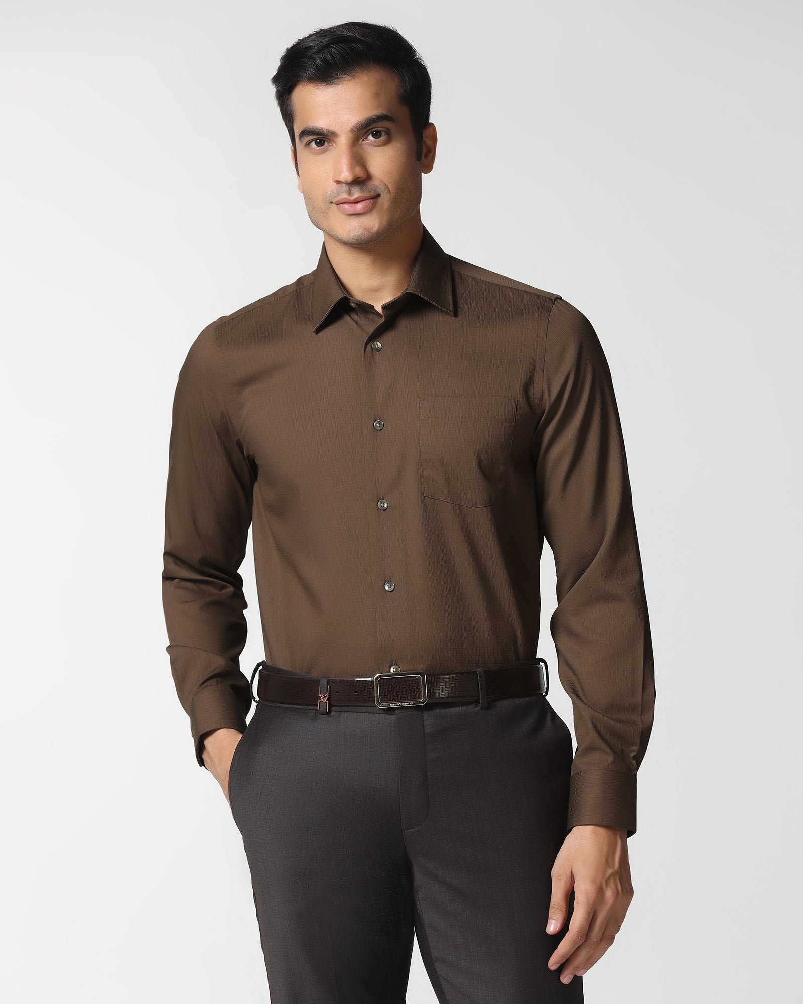 Tobacco Brown Solid Shirt - Tanin
