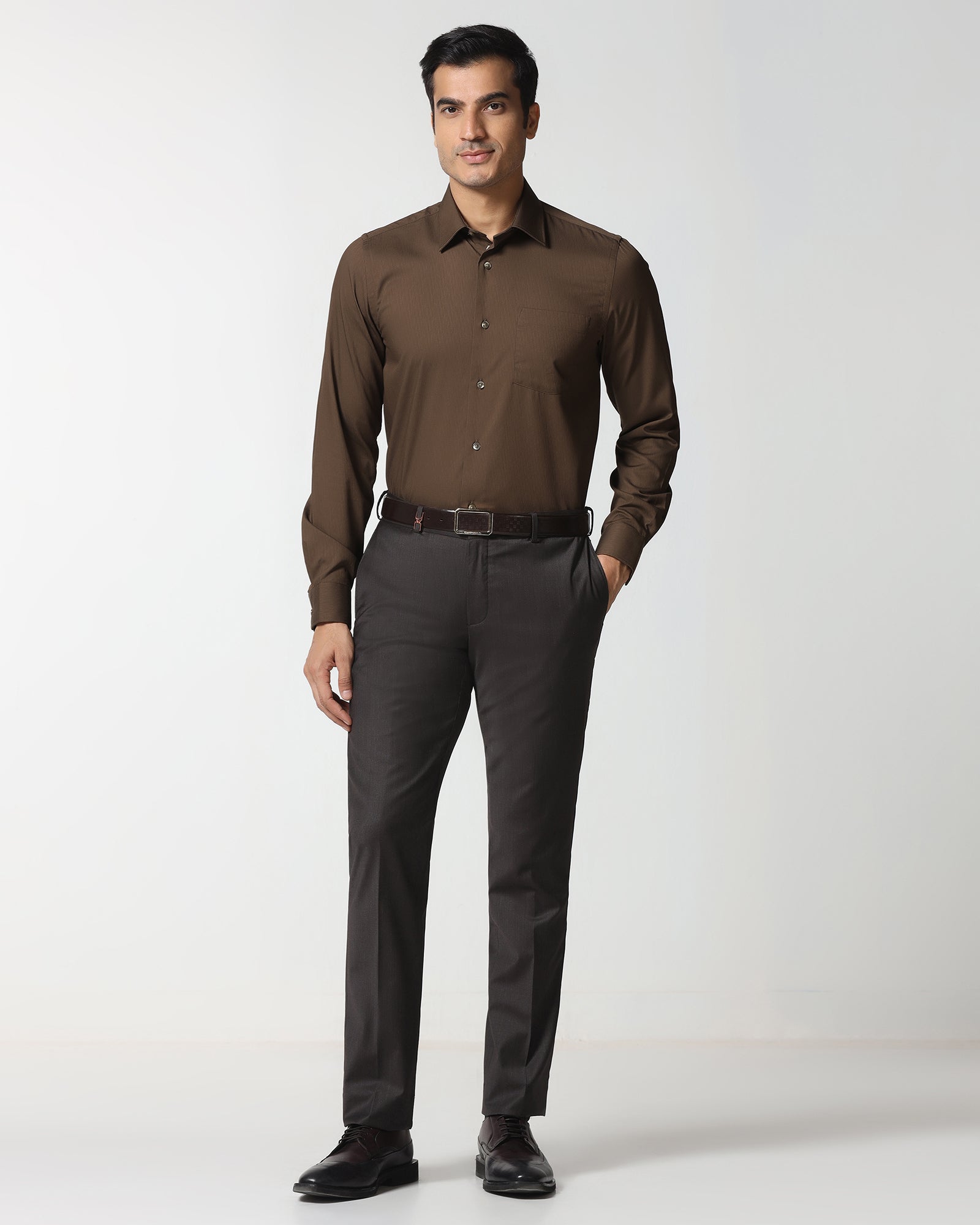 Tobacco Brown Solid Shirt - Tanin