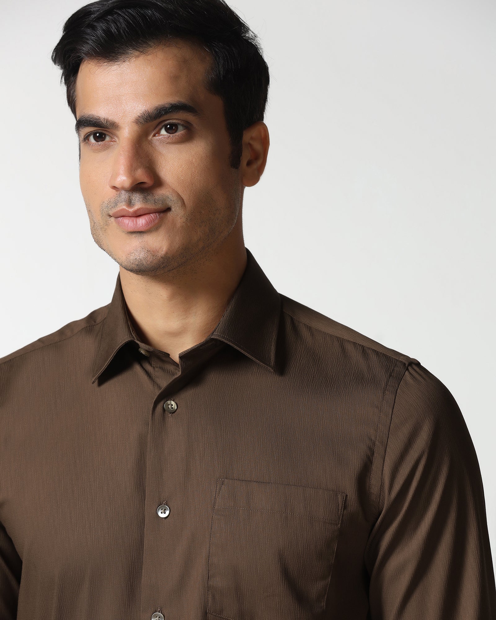 Tobacco Brown Solid Shirt - Tanin