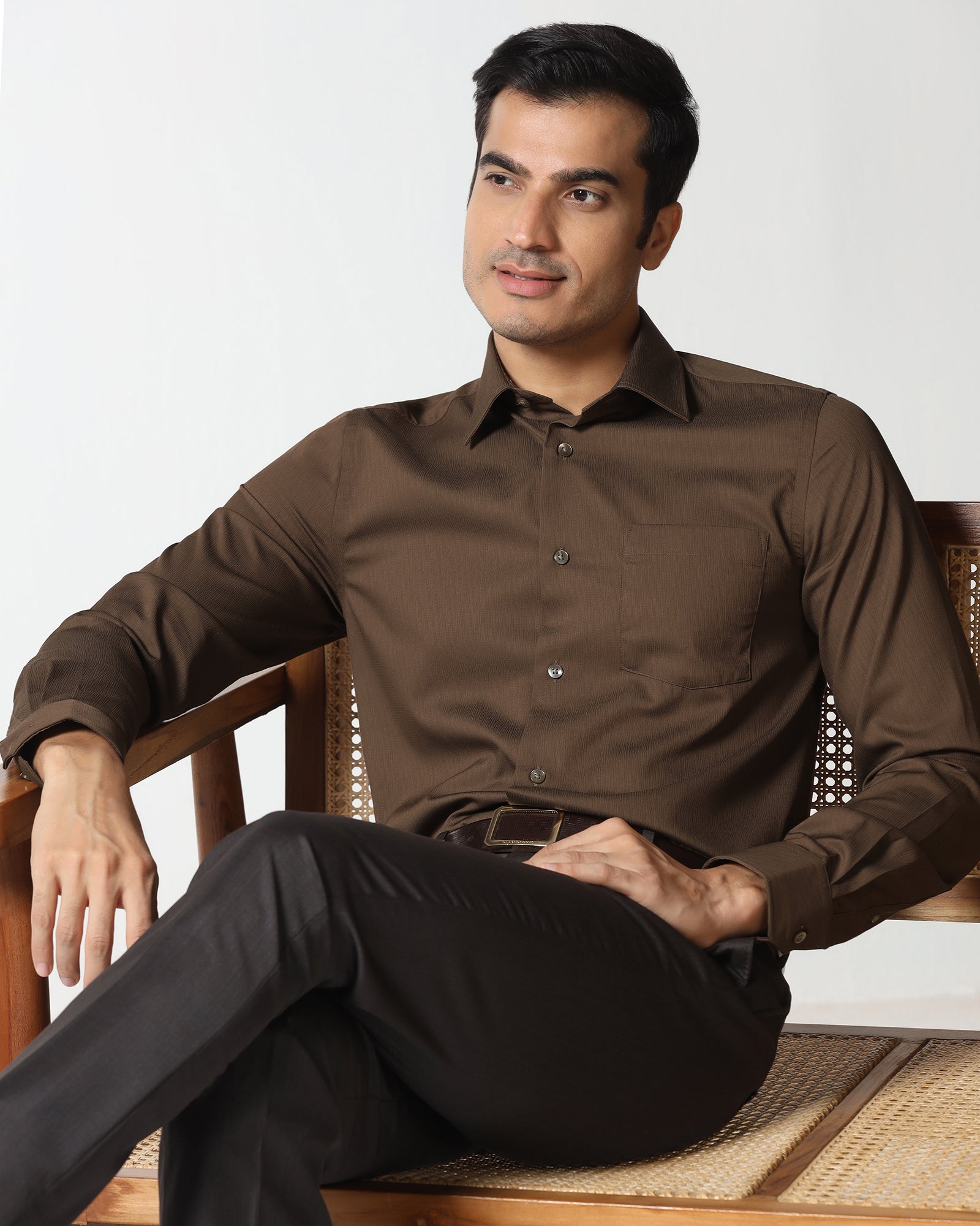 Tobacco Brown Solid Shirt - Tanin