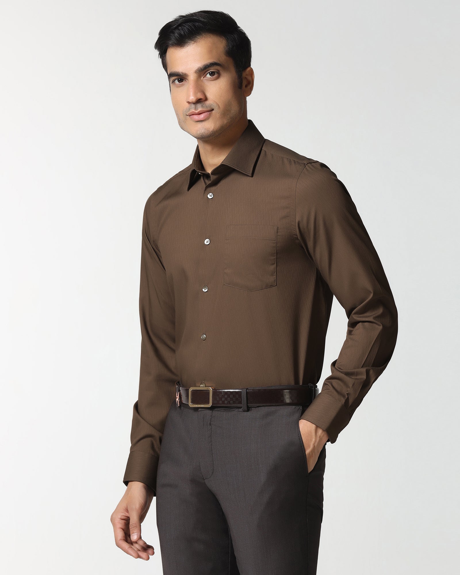 Tobacco Brown Solid Shirt - Tanin