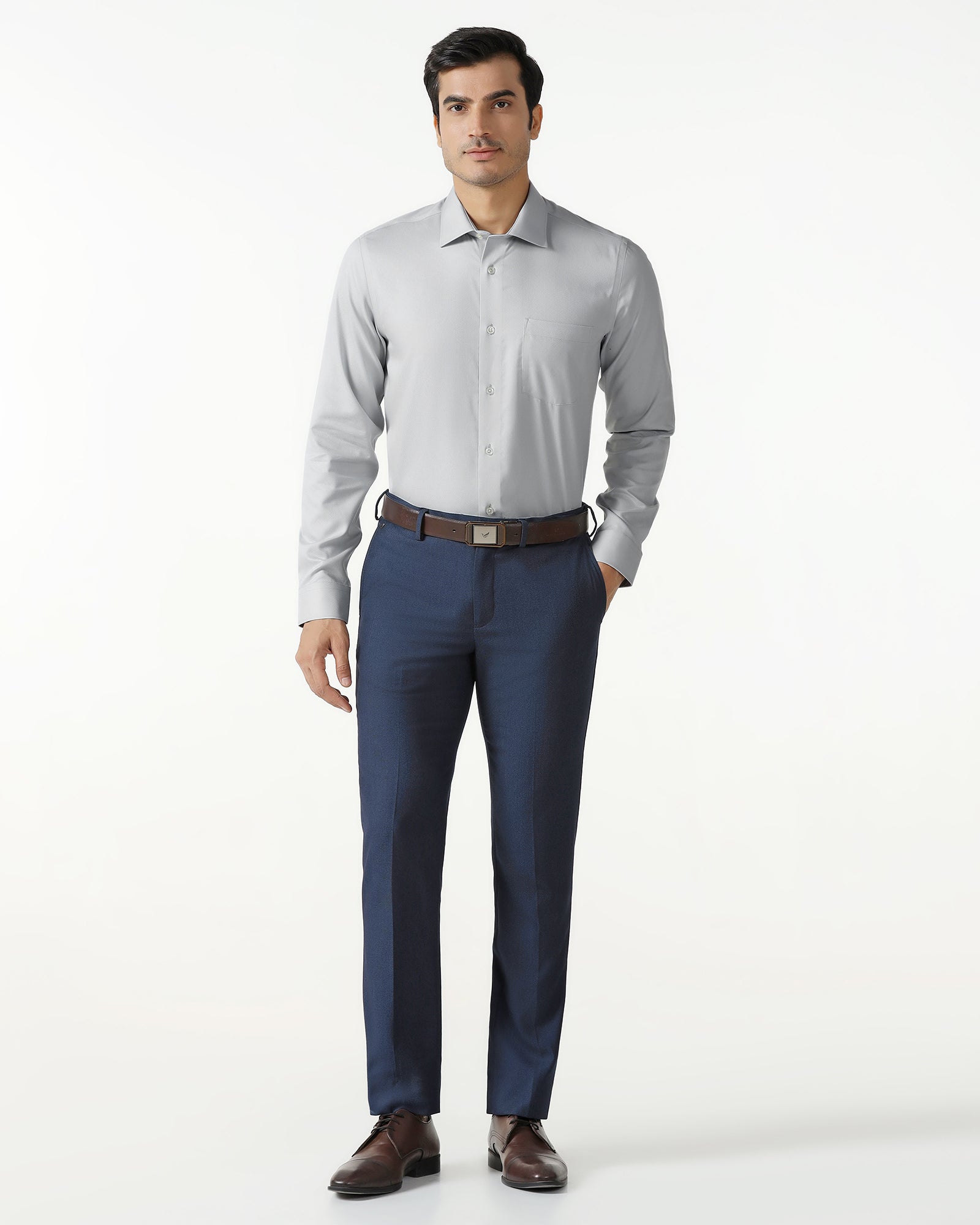 True Gray Non Iron Textured Shirt - E31