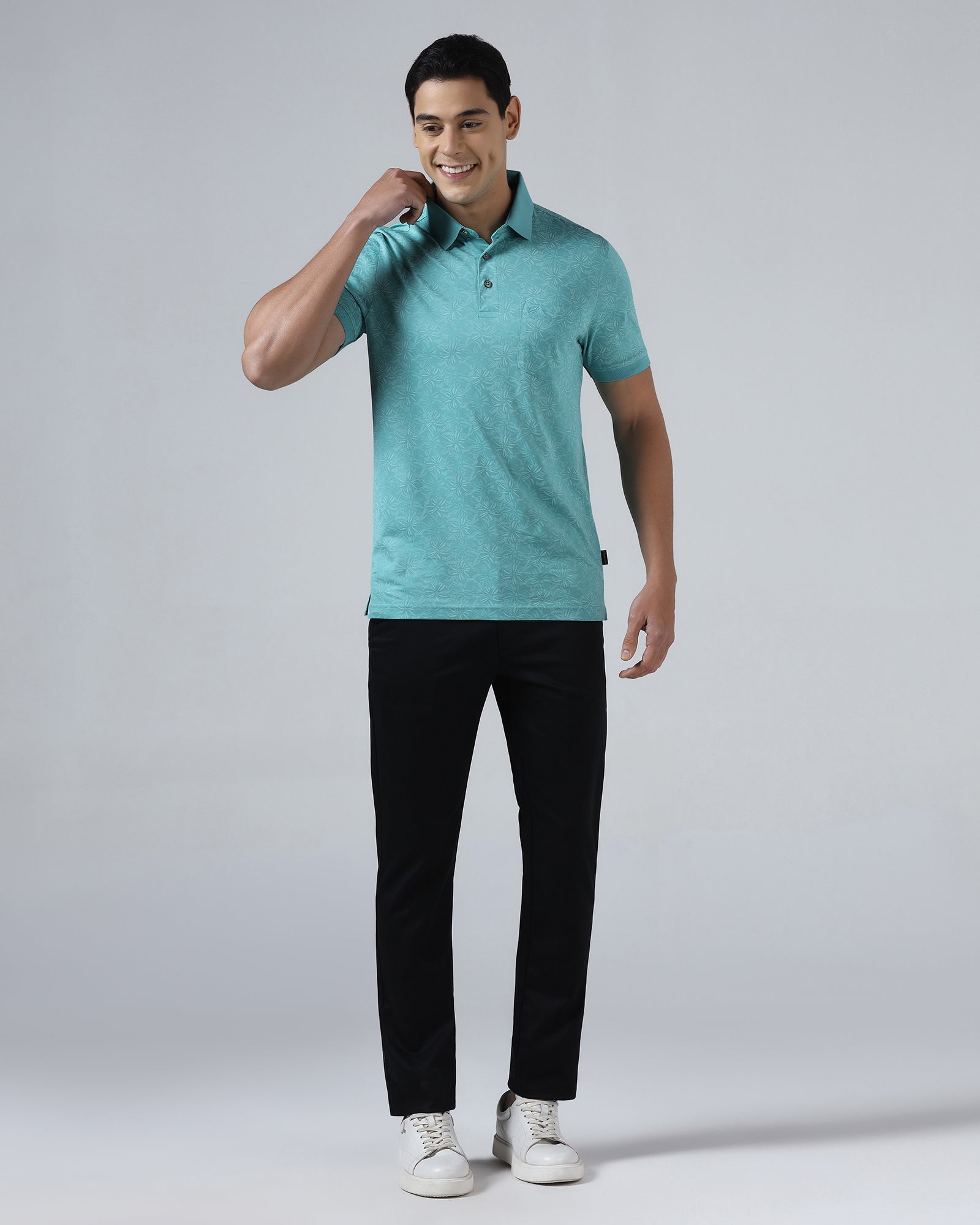 Turquoise Printed Polo - Dane