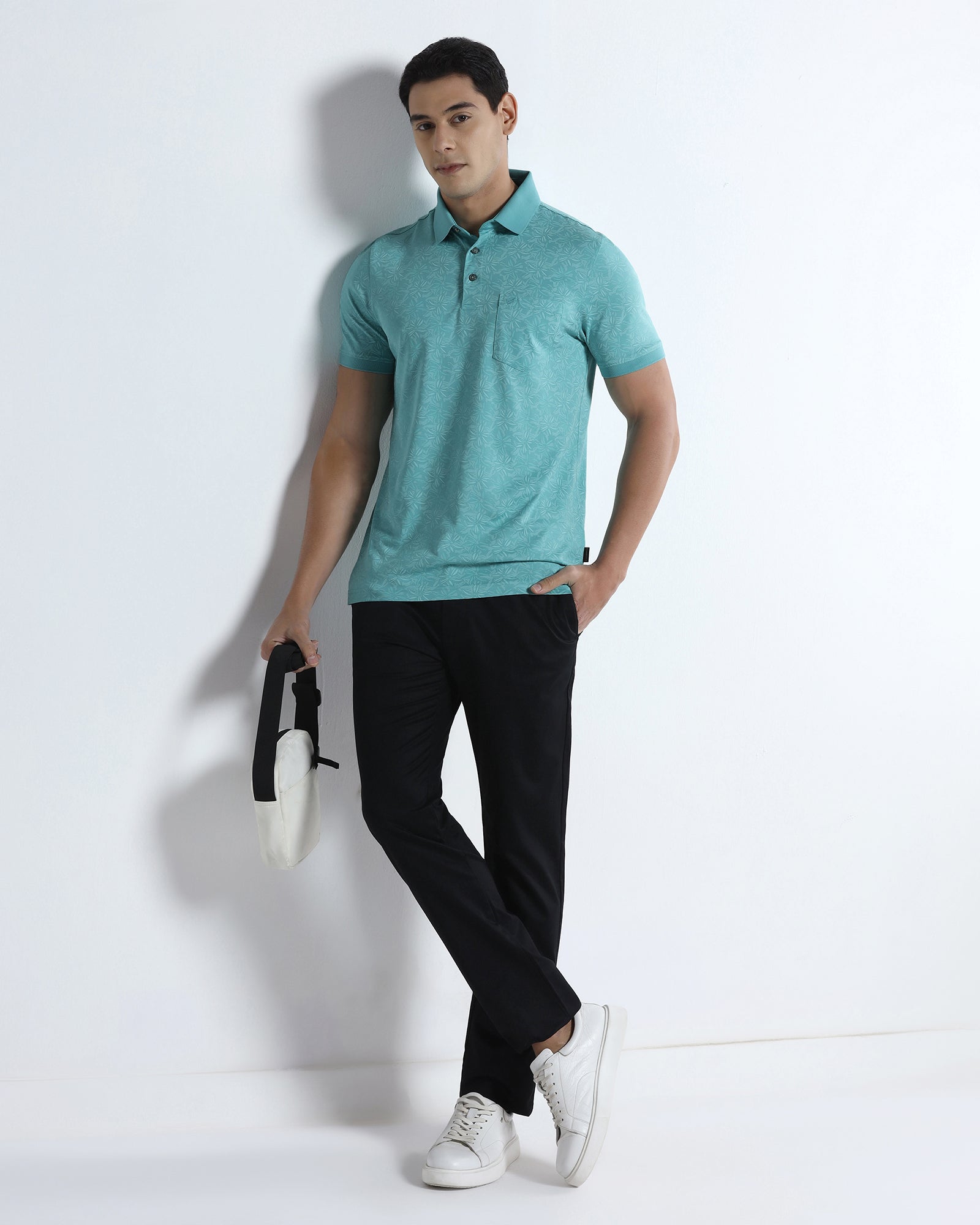 Turquoise Printed Polo - Dane