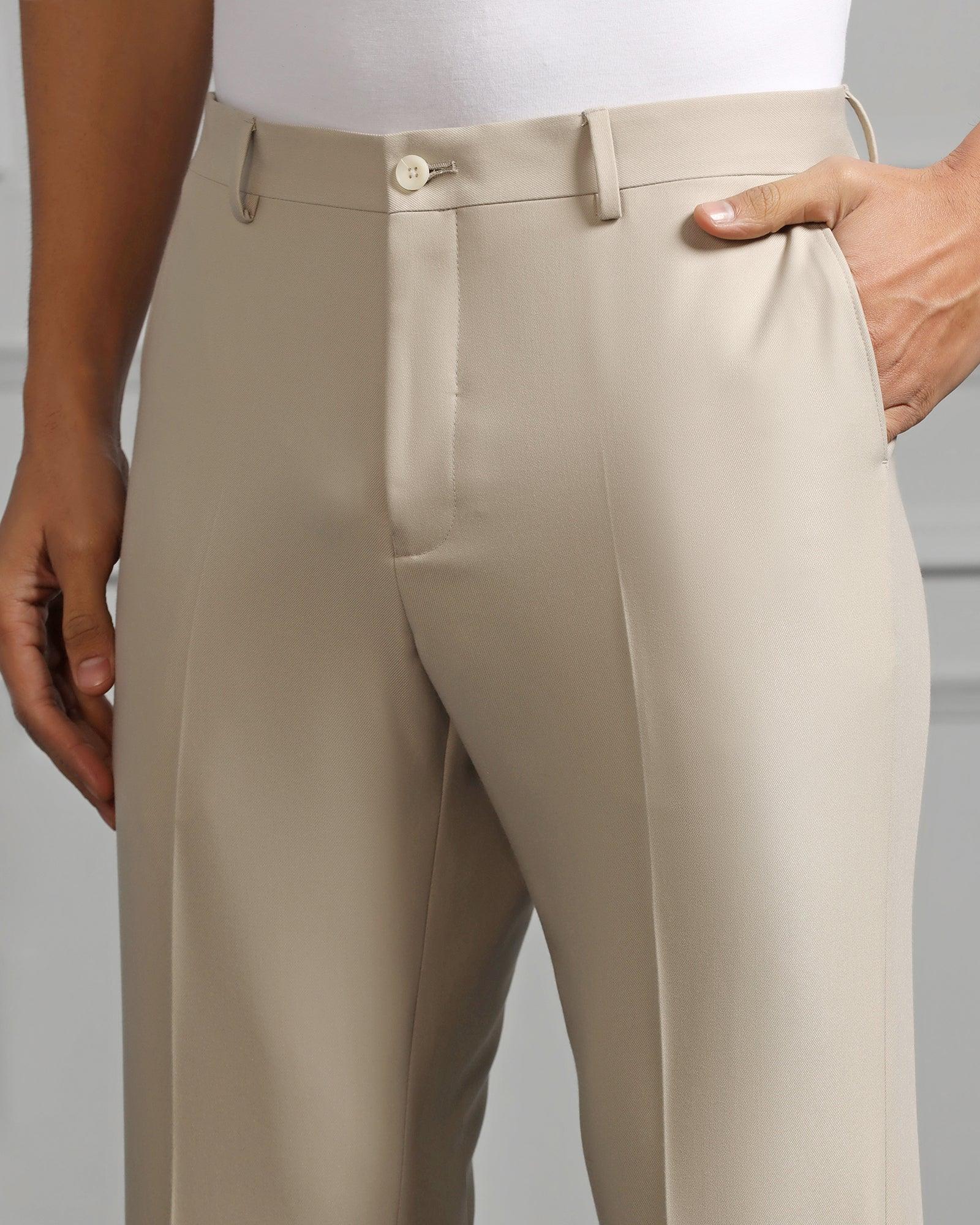 Two Piece Beige Solid Formal Suit - Cordex - Blackberrys