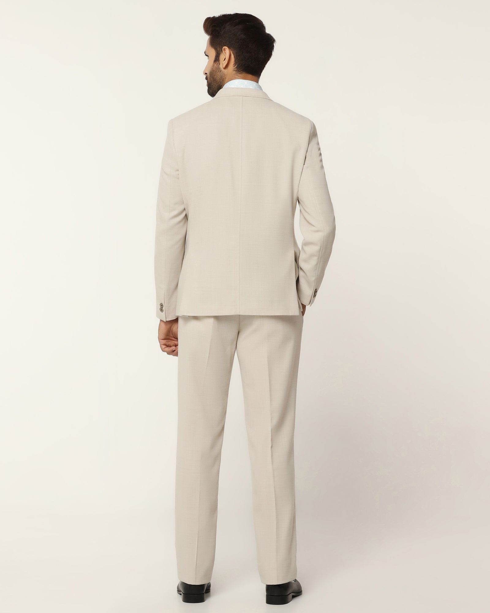 Two Piece Beige Textured Formal Suit - Kelvin