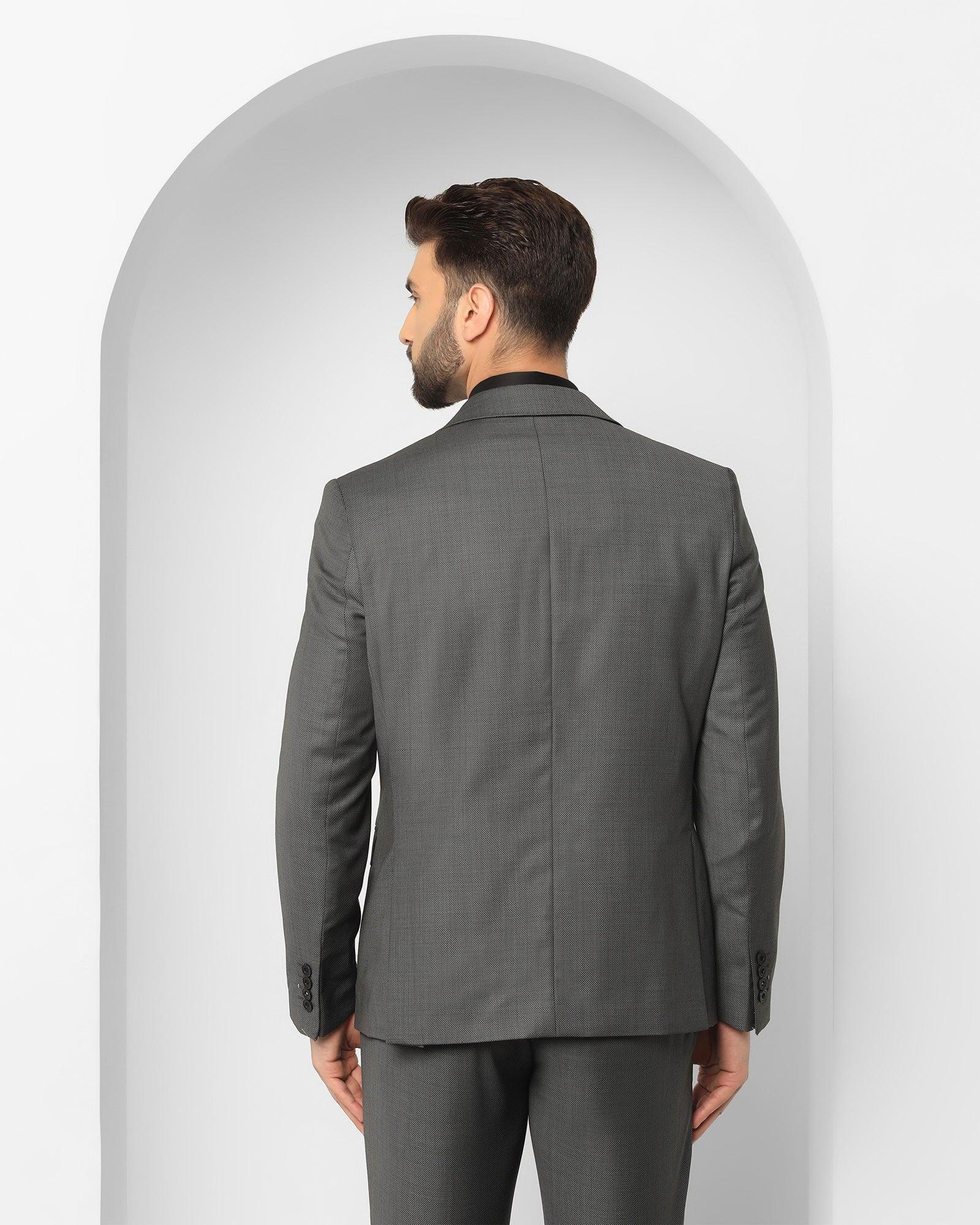 Two Piece Charcoal Textured Formal Suit - Cassius - Blackberrys