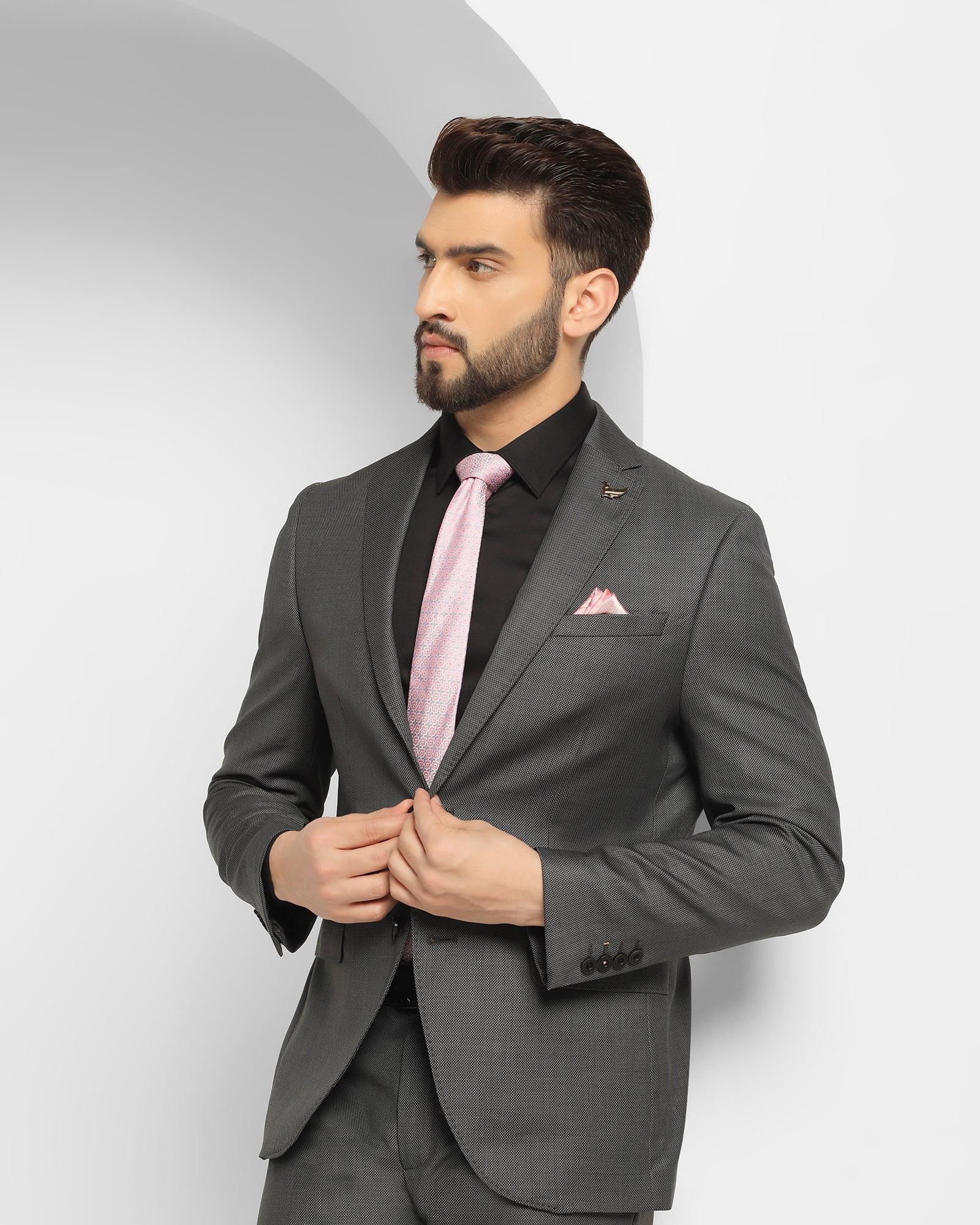 Two Piece Charcoal Textured Formal Suit - Cassius - Blackberrys