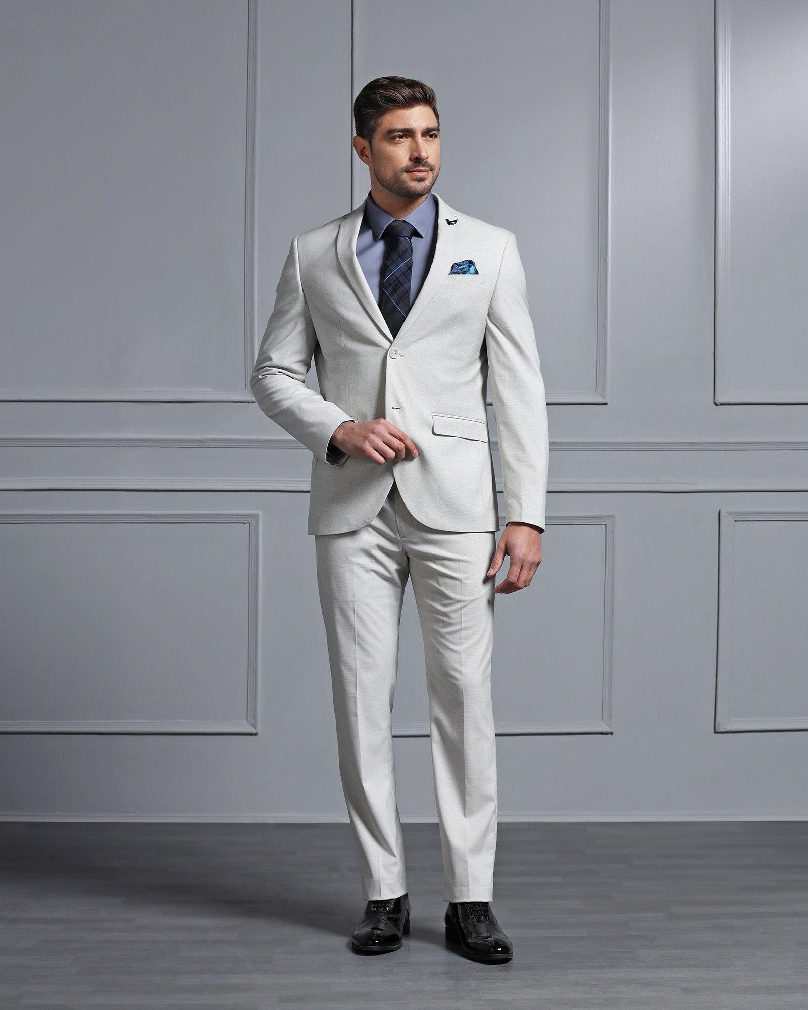 Two Piece Grey Textured Formal Suits - Waves - Blackberrys