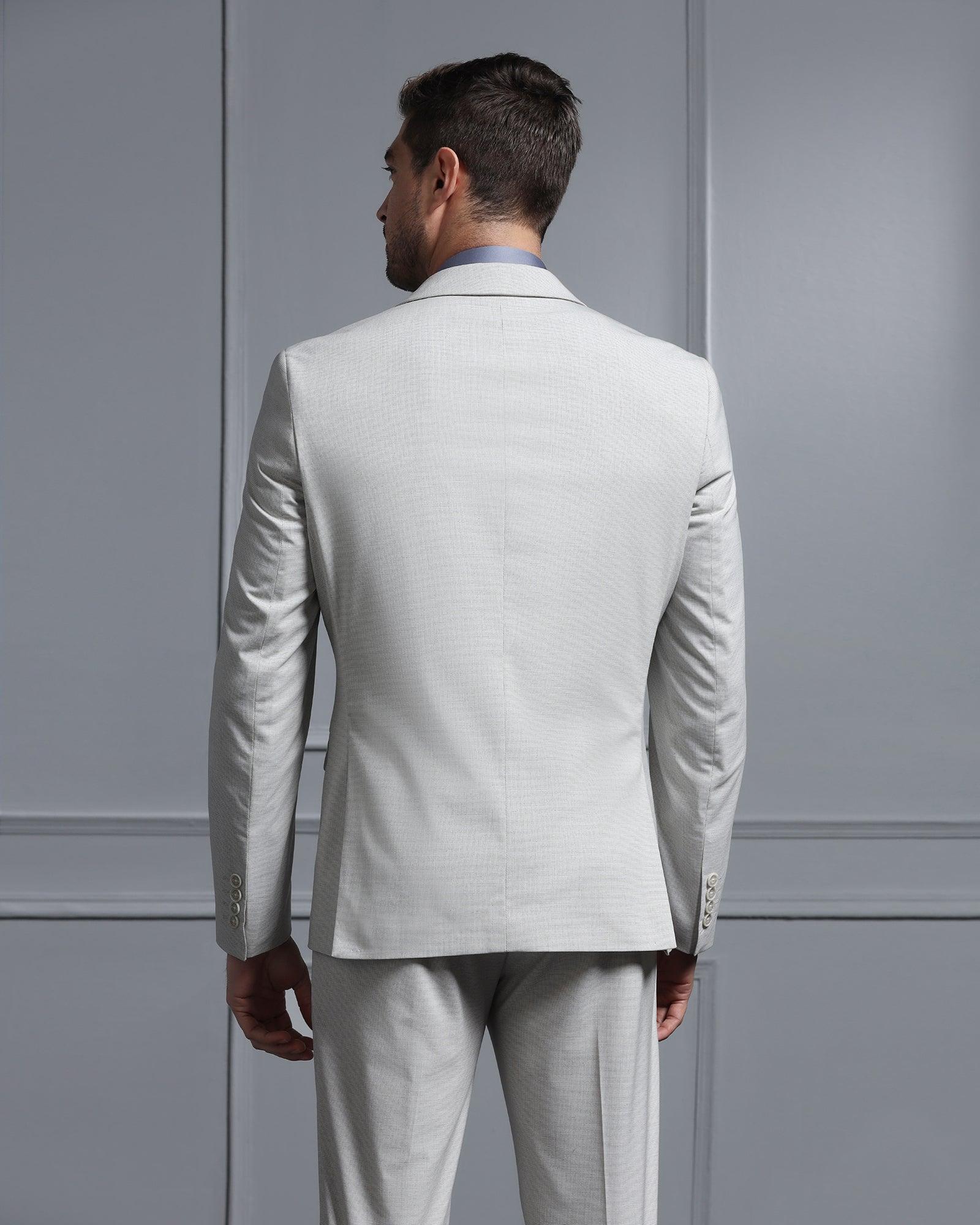 Two Piece Grey Textured Formal Suits - Waves - Blackberrys