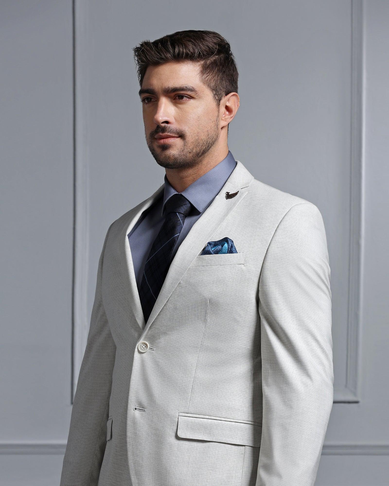 Two Piece Grey Textured Formal Suits - Waves - Blackberrys