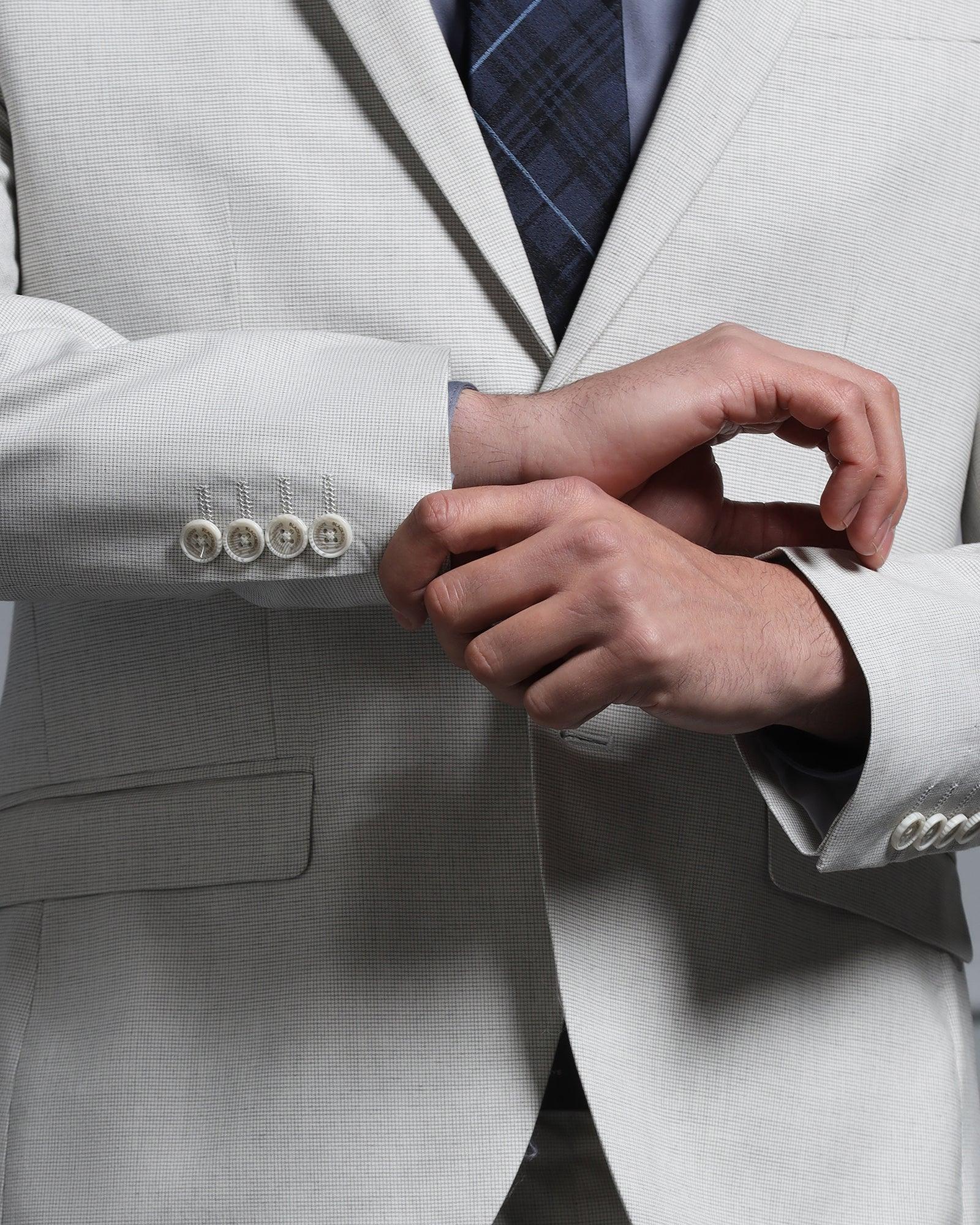 Two Piece Grey Textured Formal Suits - Waves - Blackberrys