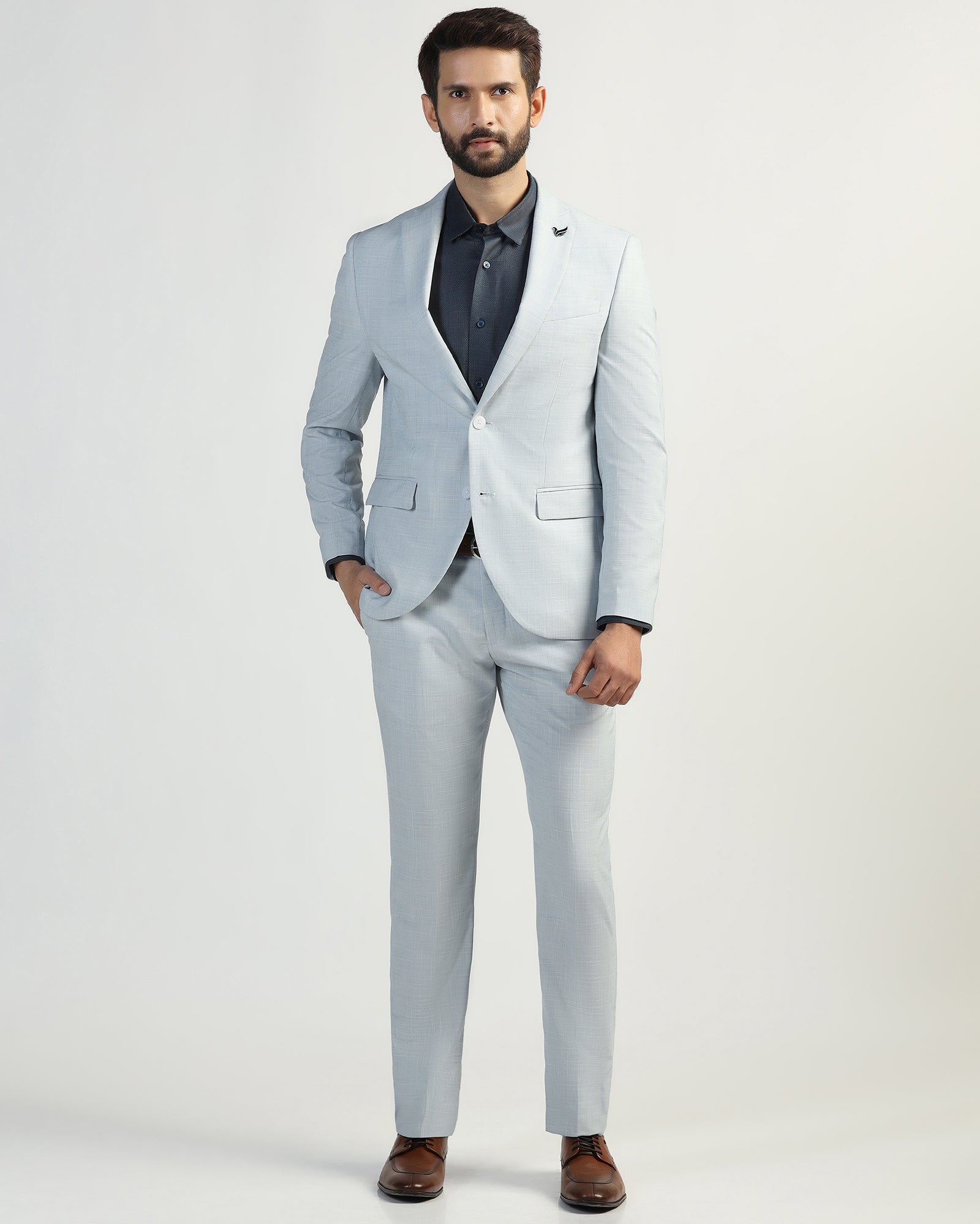 Two Piece Light Blue Check Formal Suit - Enrico