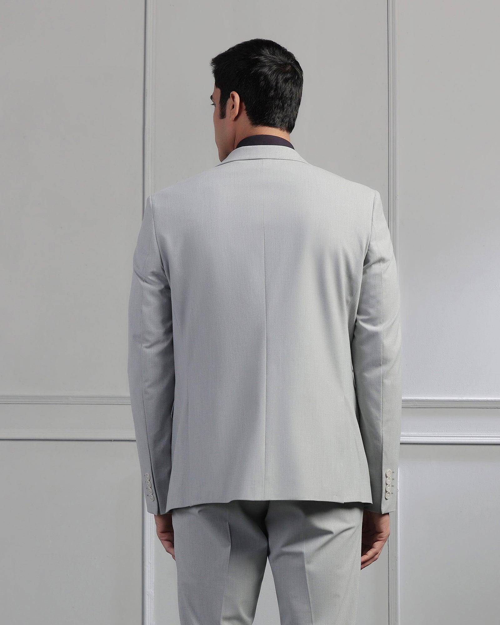 Two Piece Light Grey Solid Formal Suit - Cadera - Blackberrys