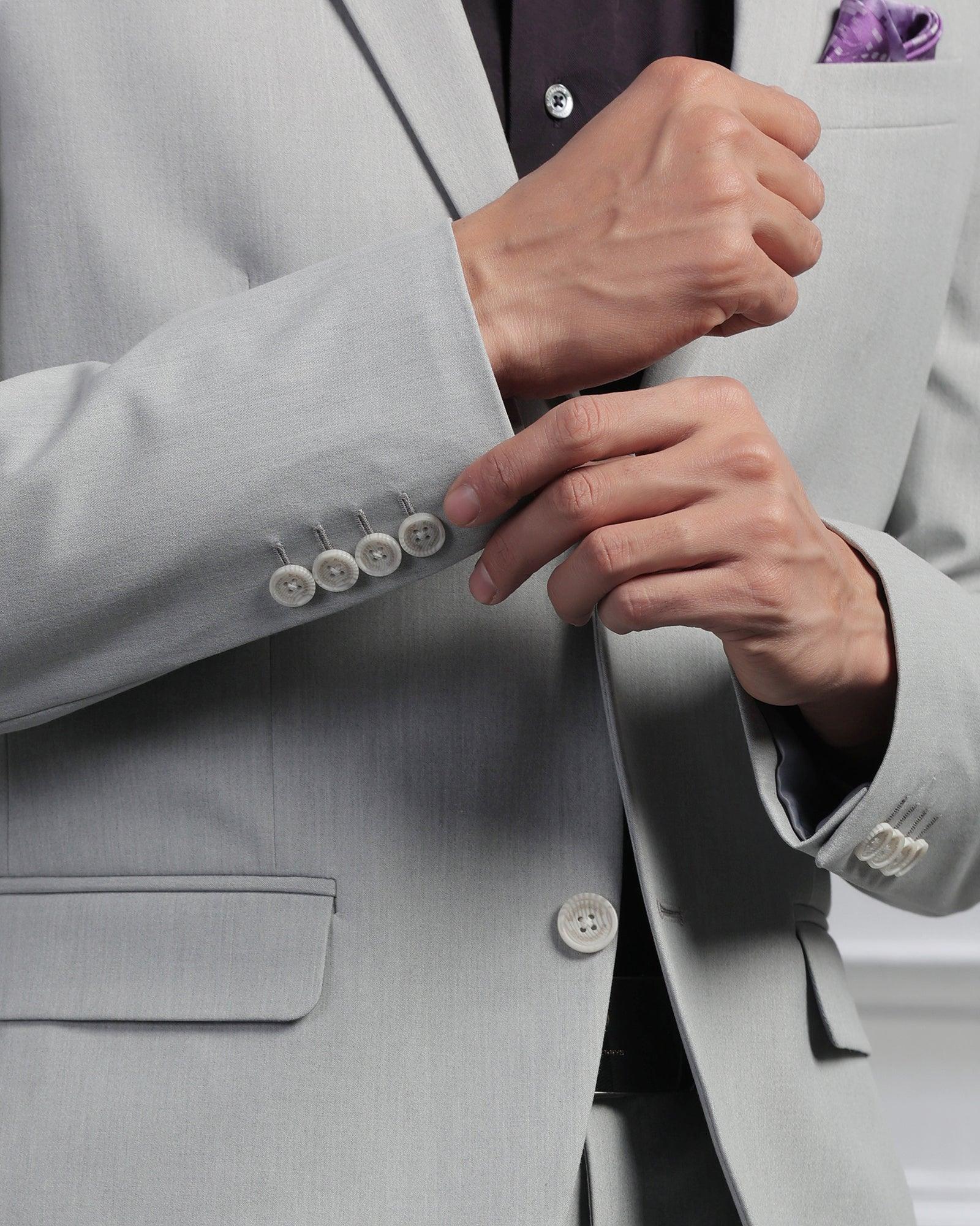 Two Piece Light Grey Solid Formal Suit - Cadera - Blackberrys