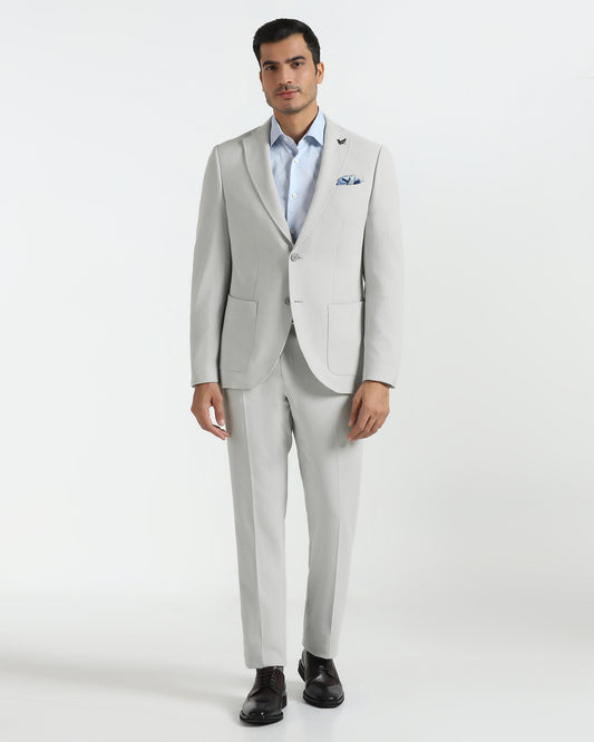 Two Piece Light Grey Textured Formal Suit - Trevin