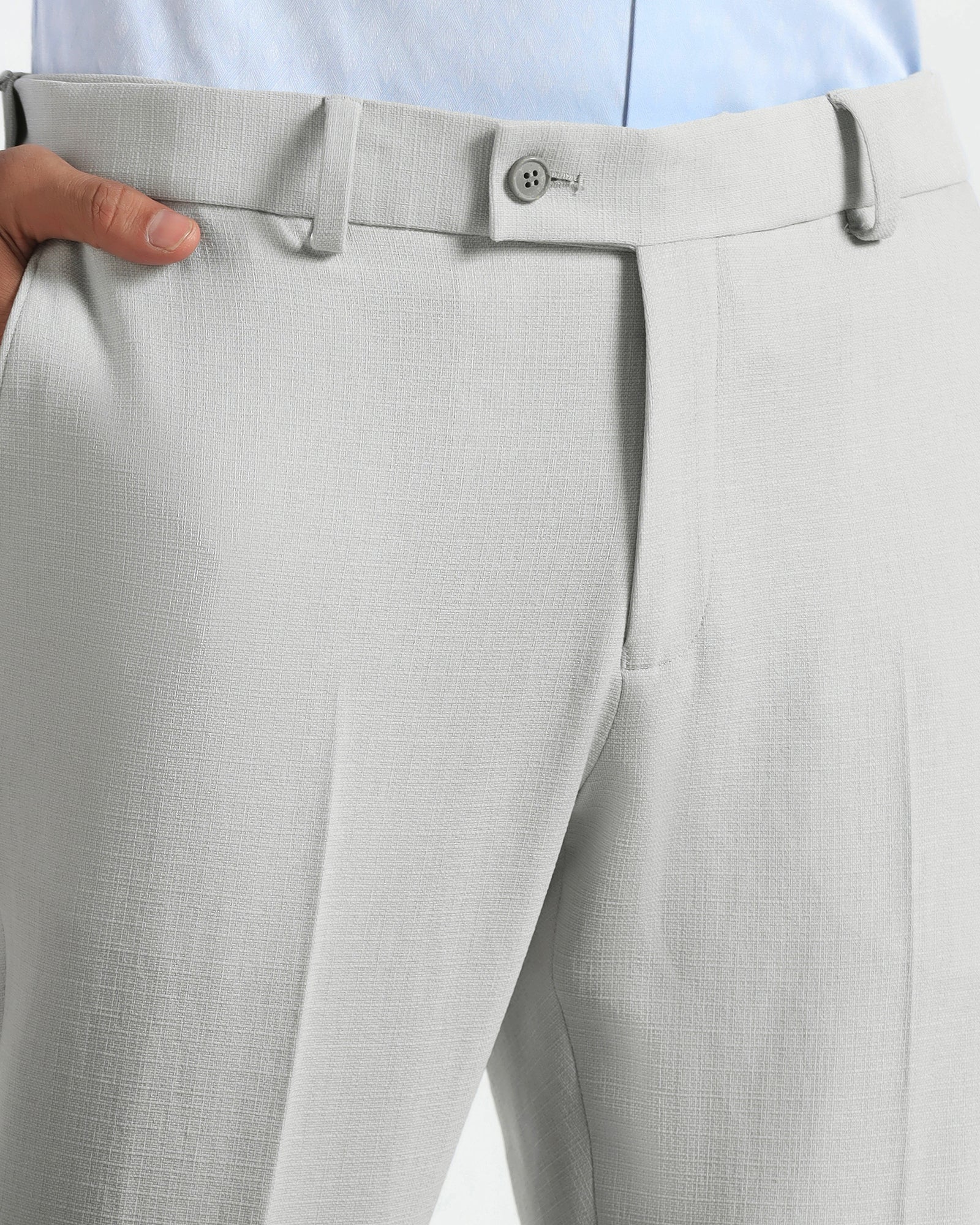 Two Piece Light Grey Textured Formal Suit - Trevin