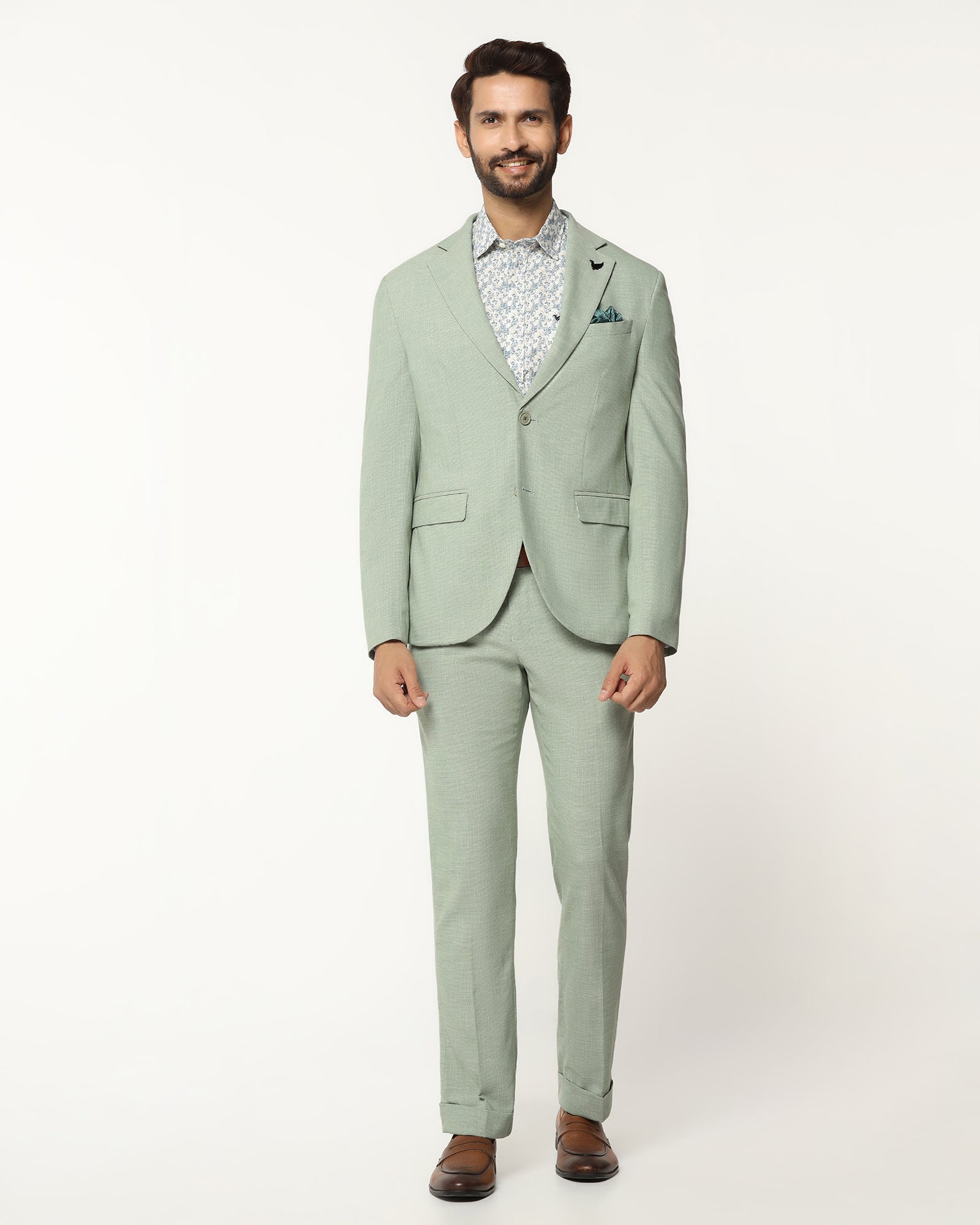 Two Piece Mint Textured Formal Suit - Orcus