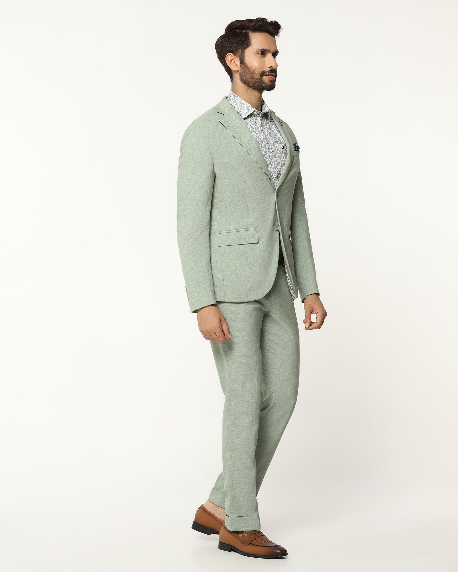 Two Piece Mint Textured Formal Suit - Orcus