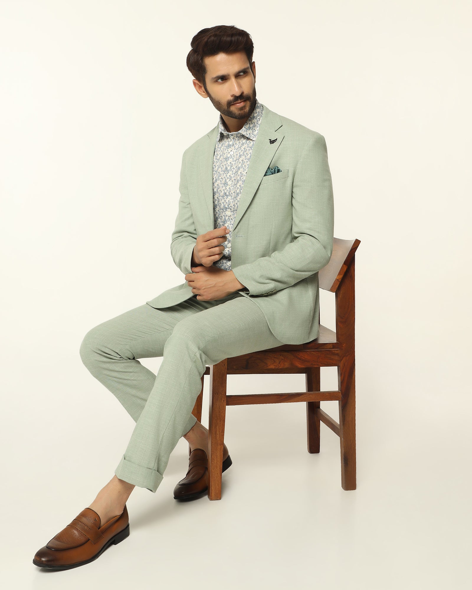 Two Piece Mint Textured Formal Suit - Orcus