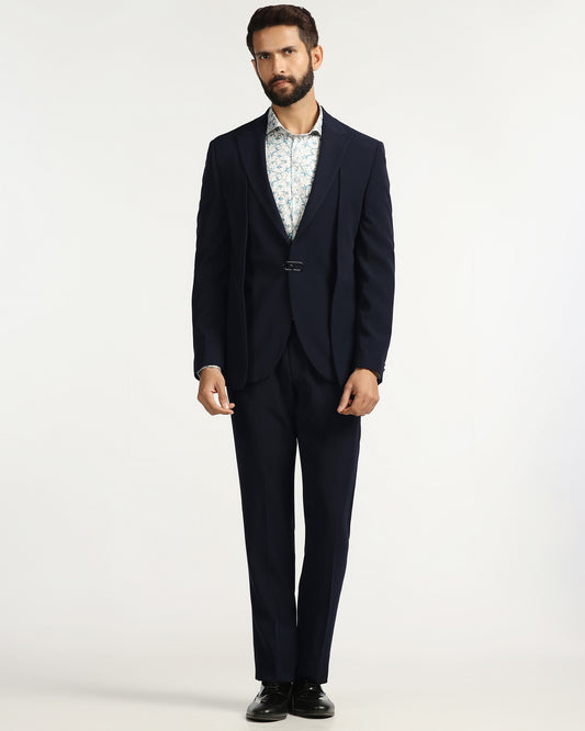 Two Piece Navy Solid Formal Suit - Rhine
