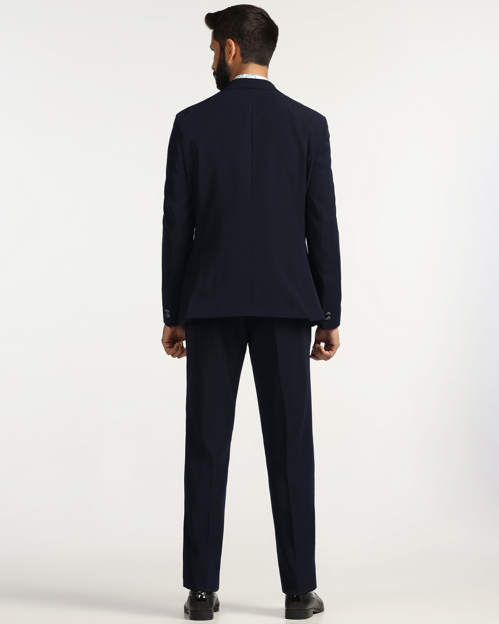 Two Piece Navy Solid Formal Suit - Rhine