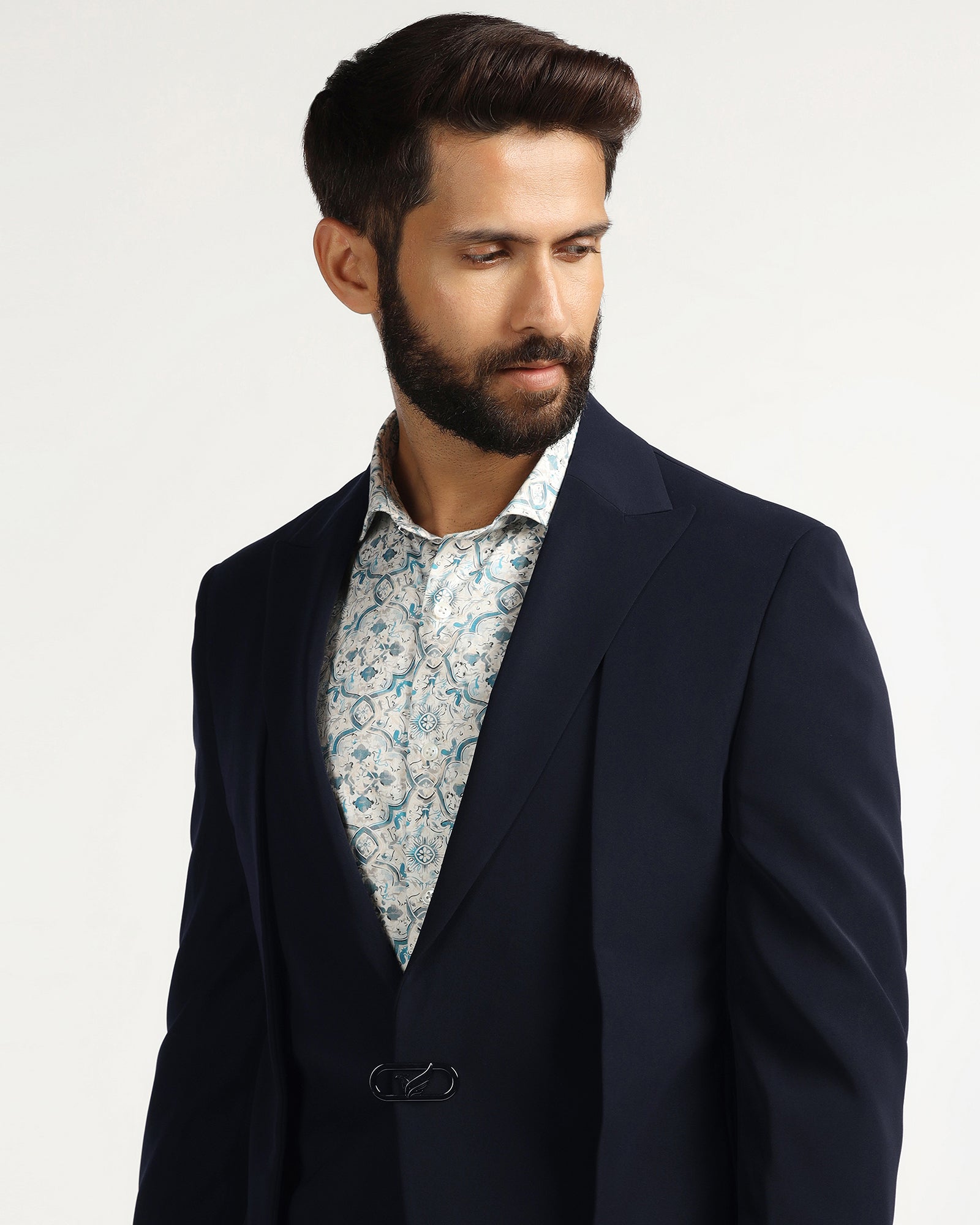 Two Piece Navy Solid Formal Suit - Rhine