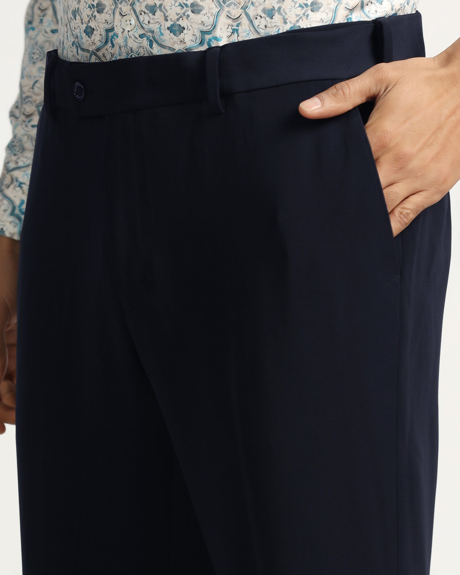 Two Piece Navy Solid Formal Suit - Rhine