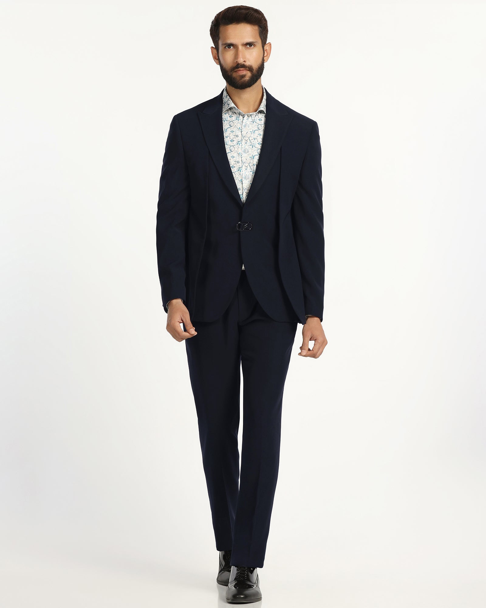 Two Piece Navy Solid Formal Suit - Rhine