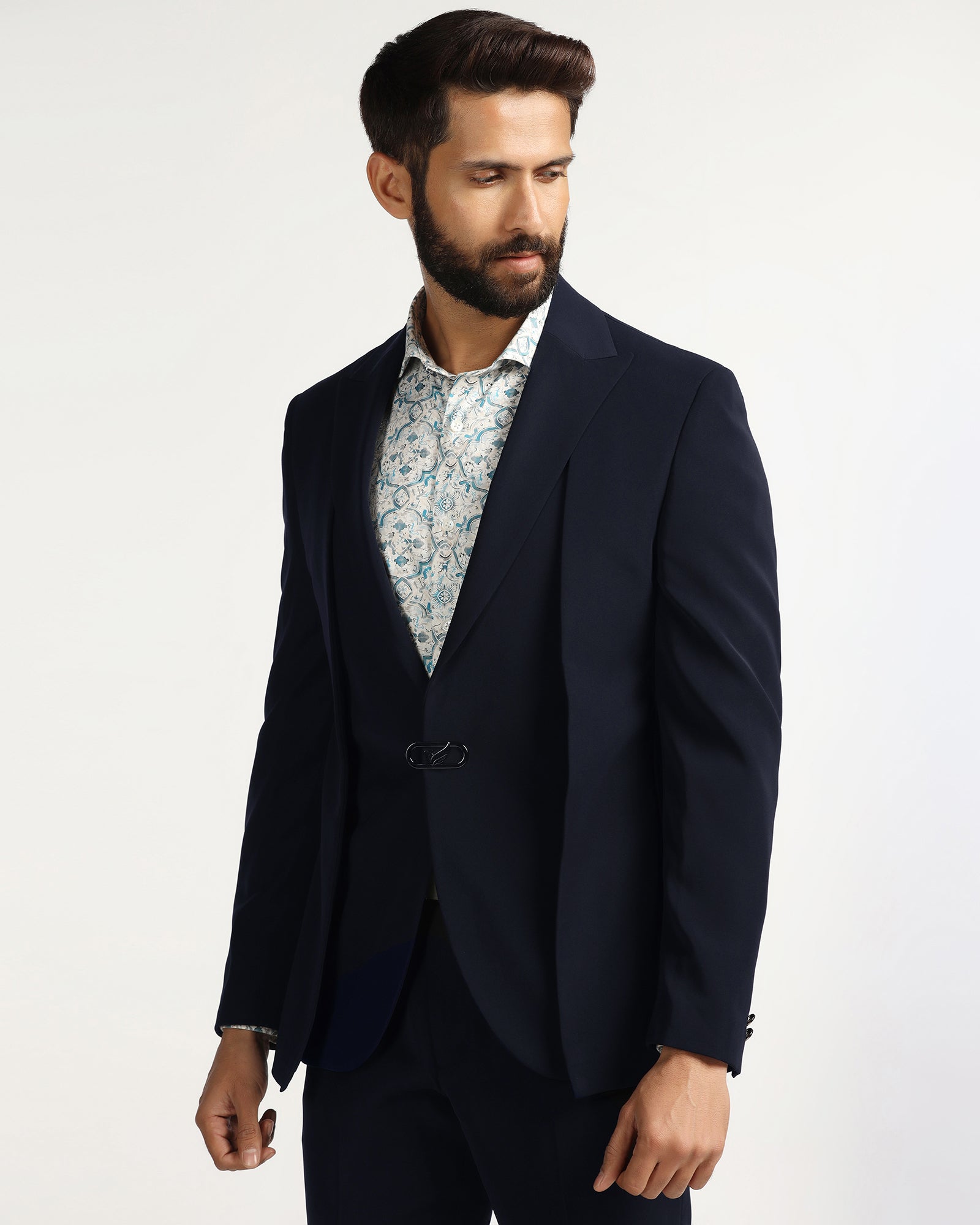 Two Piece Navy Solid Formal Suit - Rhine