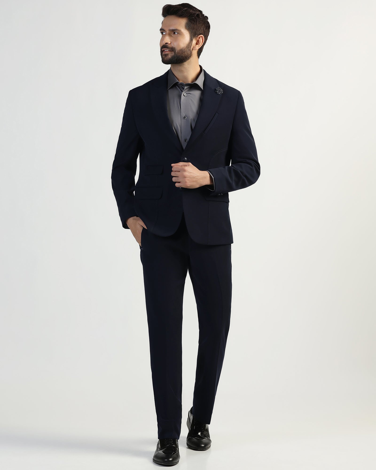 Two Piece Navy Solid Formal Suit - Weimer