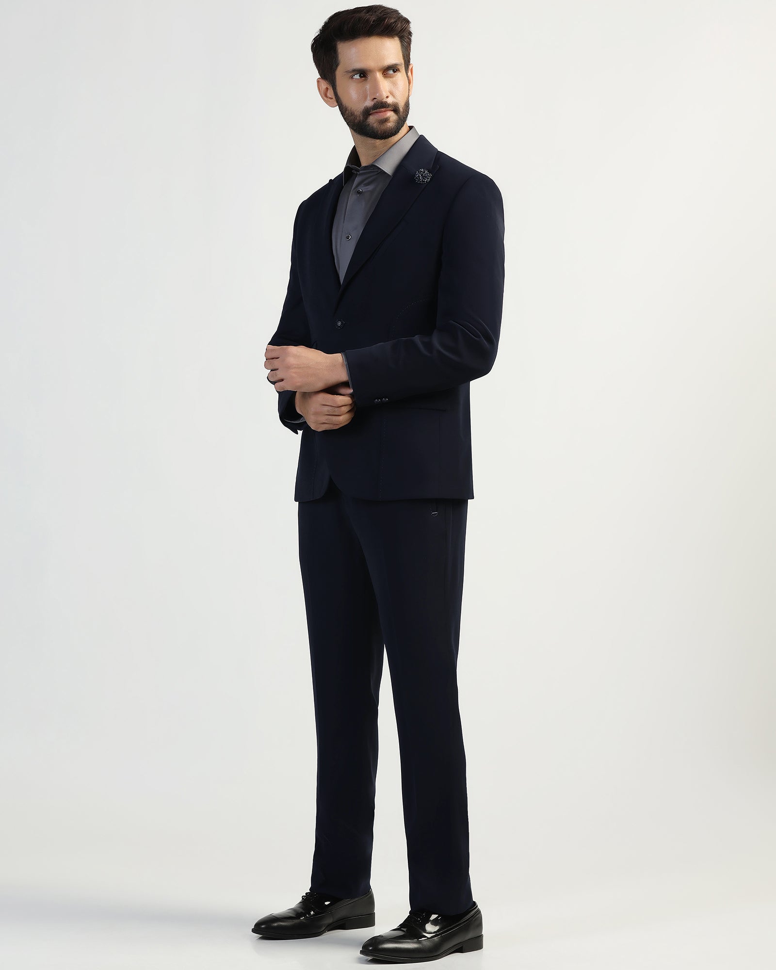 Two Piece Navy Solid Formal Suit - Weimer