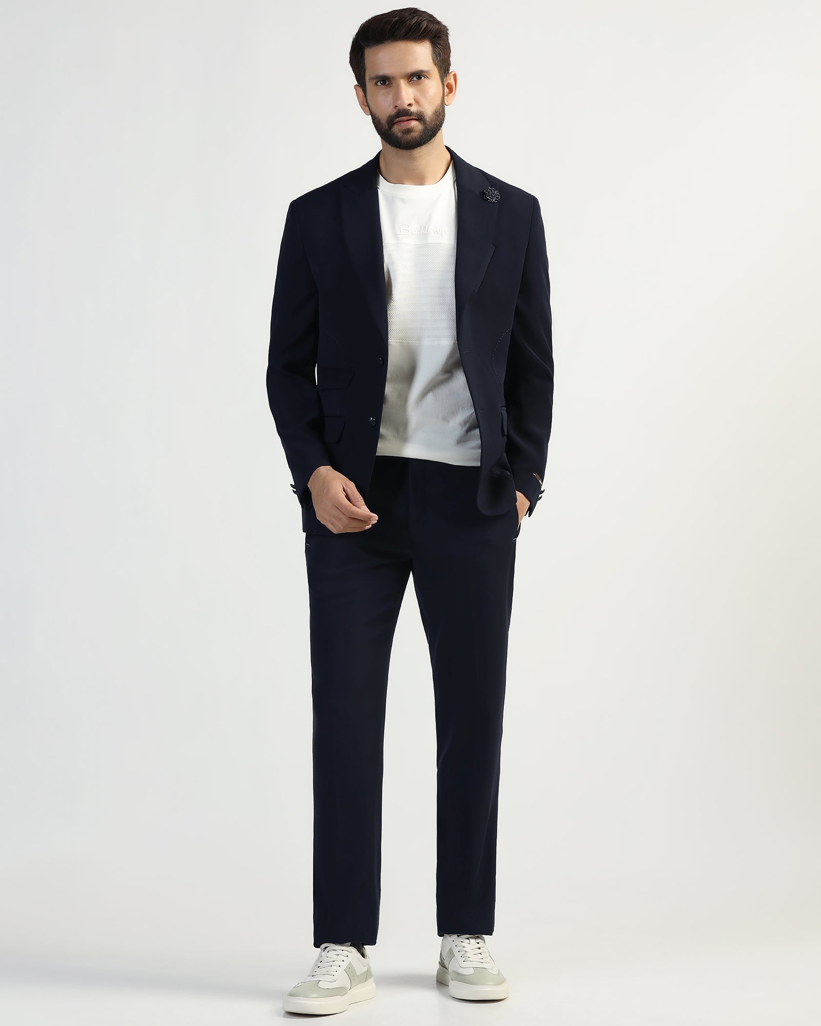 Two Piece Navy Solid Formal Suit - Weimer