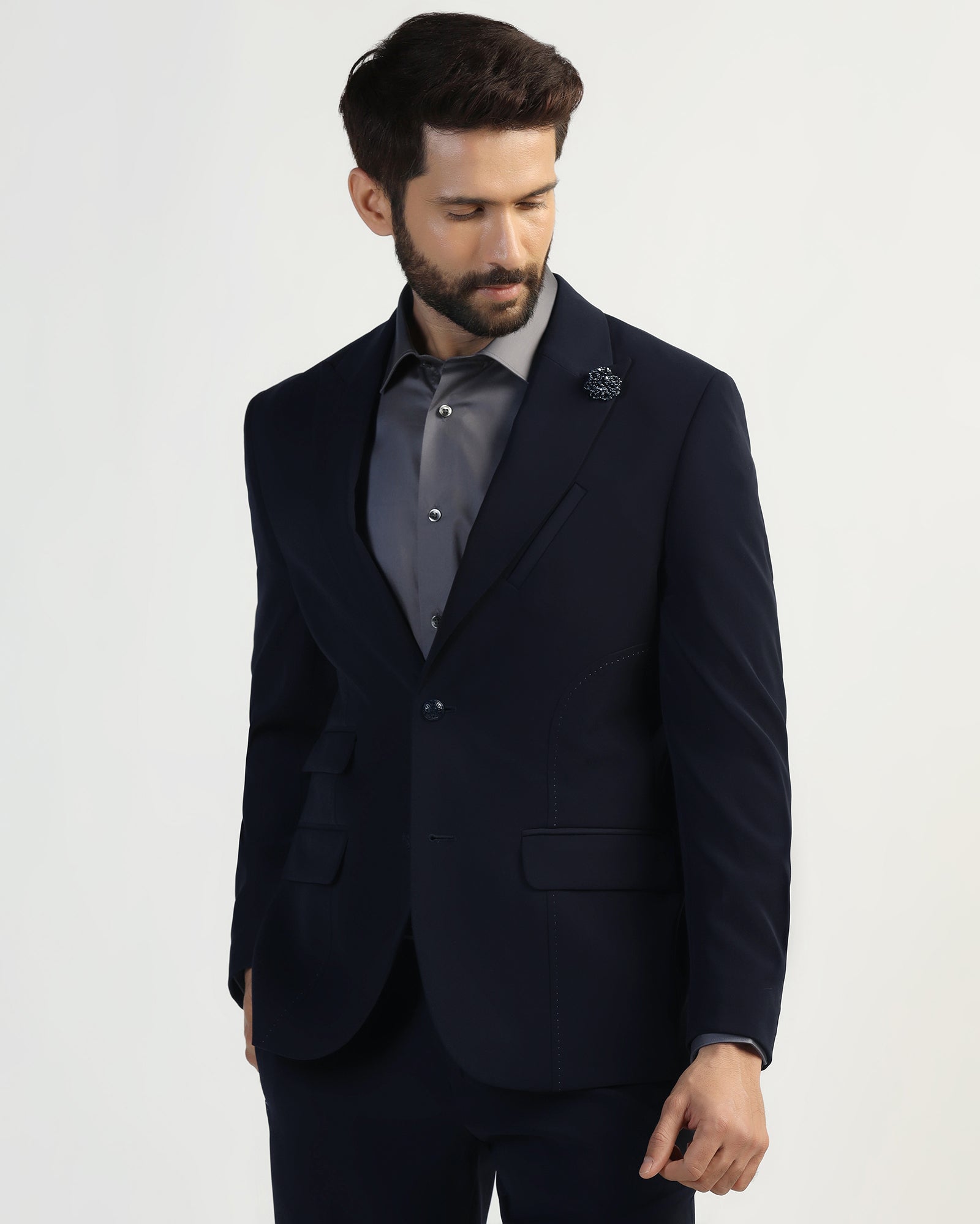 Two Piece Navy Solid Formal Suit - Weimer
