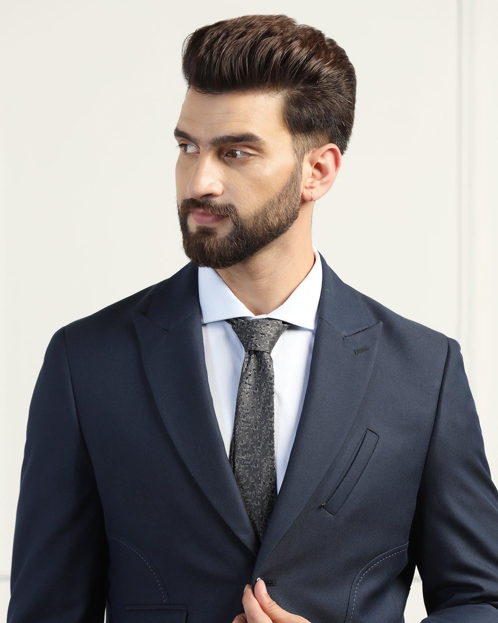 Two Piece Navy Textured Formal Suit - Heimer