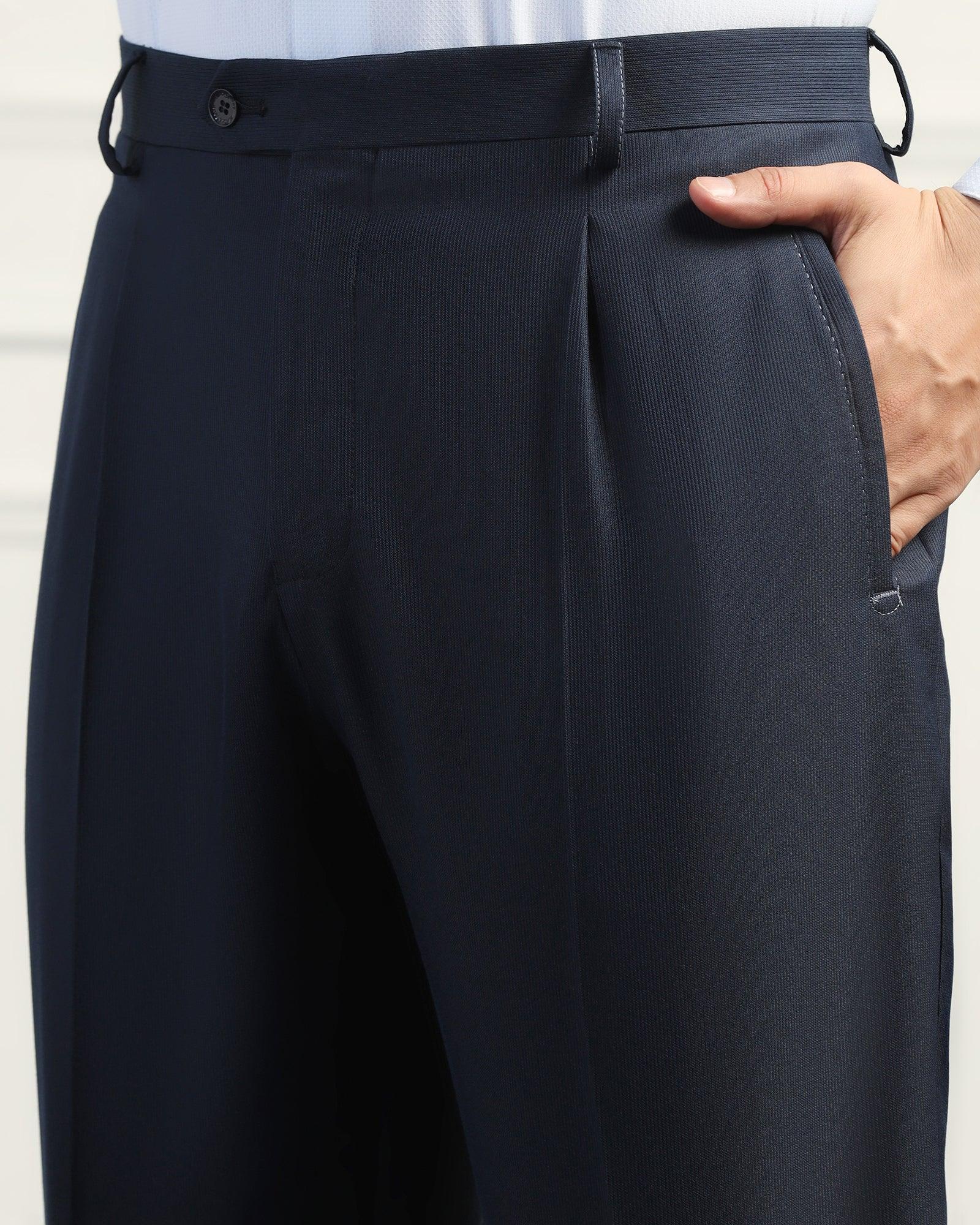 Two Piece Navy Textured Formal Suit - Heimer