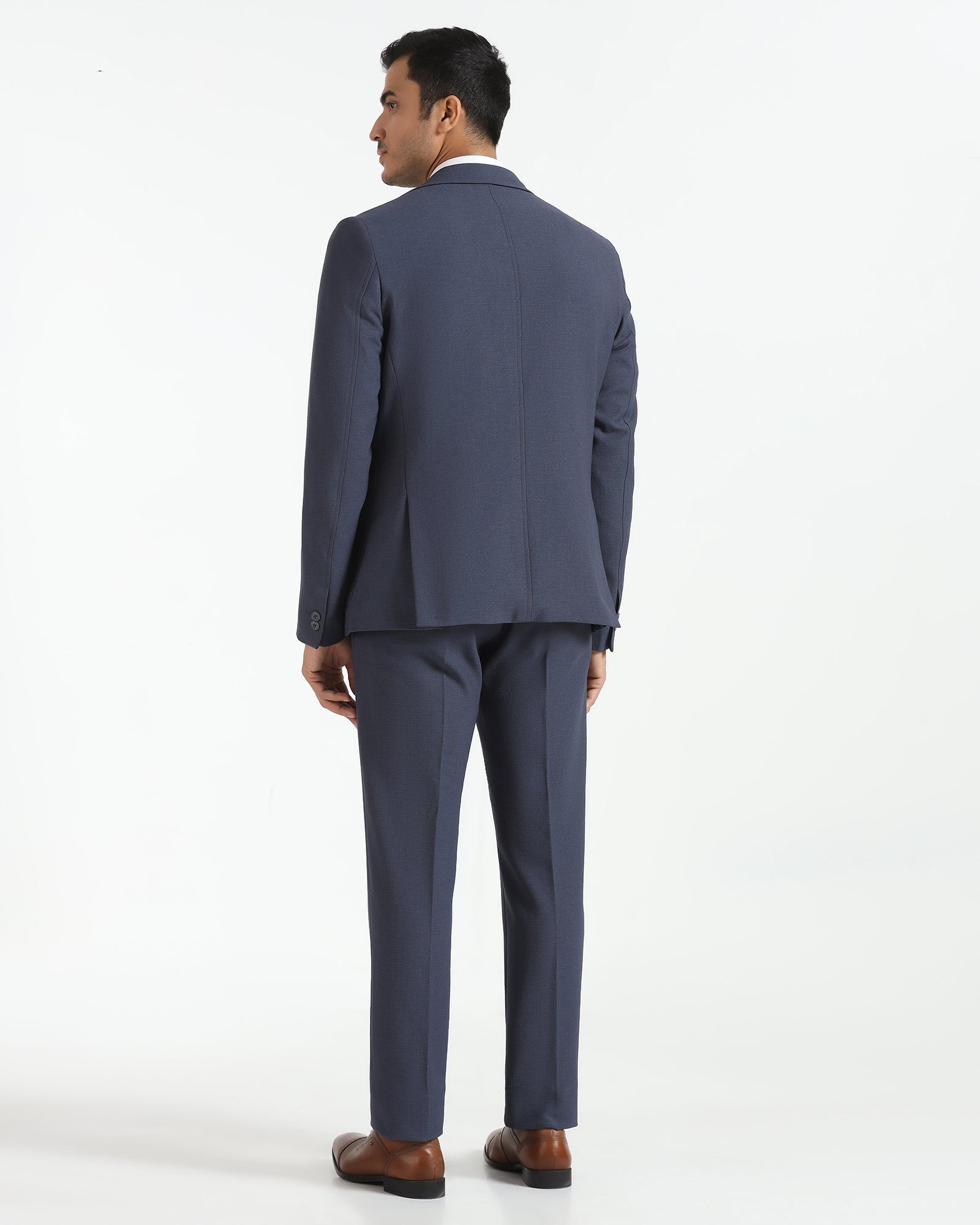 Two Piece Navy Textured Formal Suit - Trevin