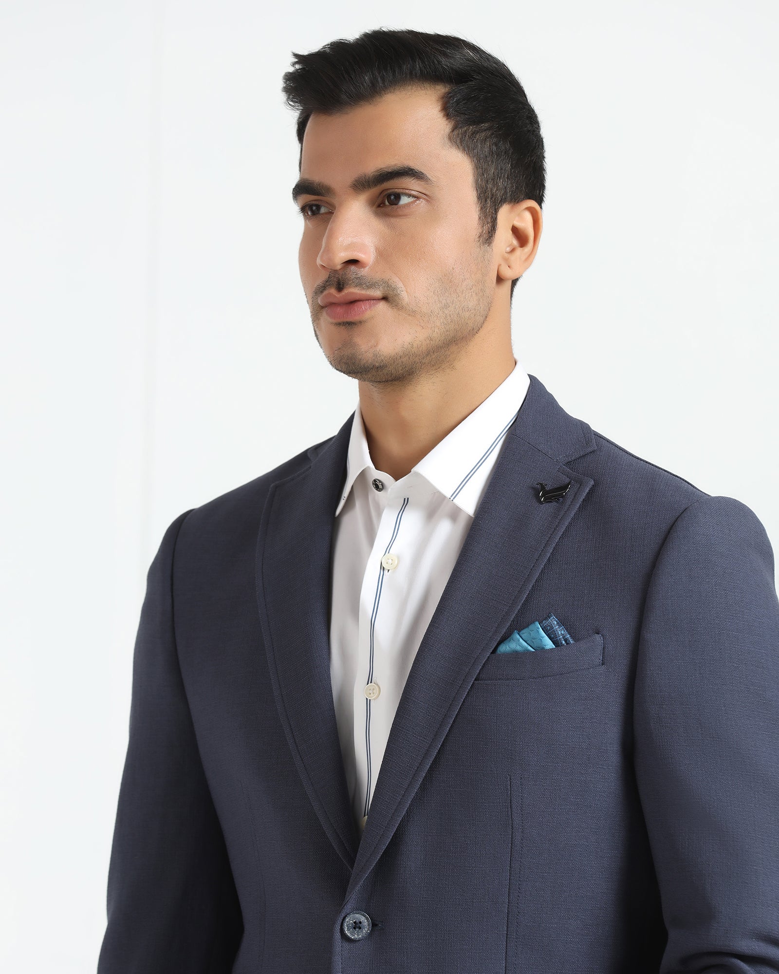 Two Piece Navy Textured Formal Suit - Trevin