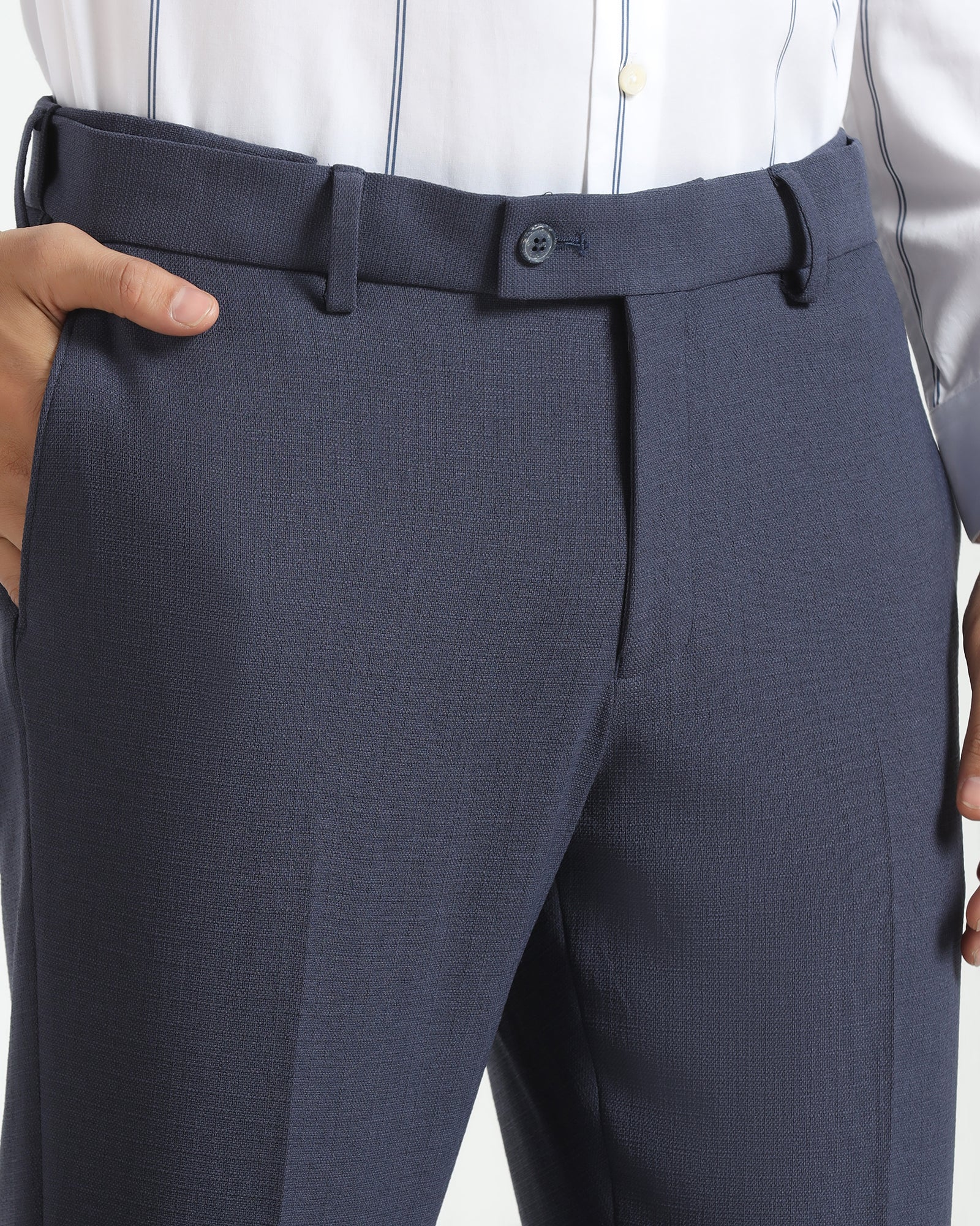 Two Piece Navy Textured Formal Suit - Trevin