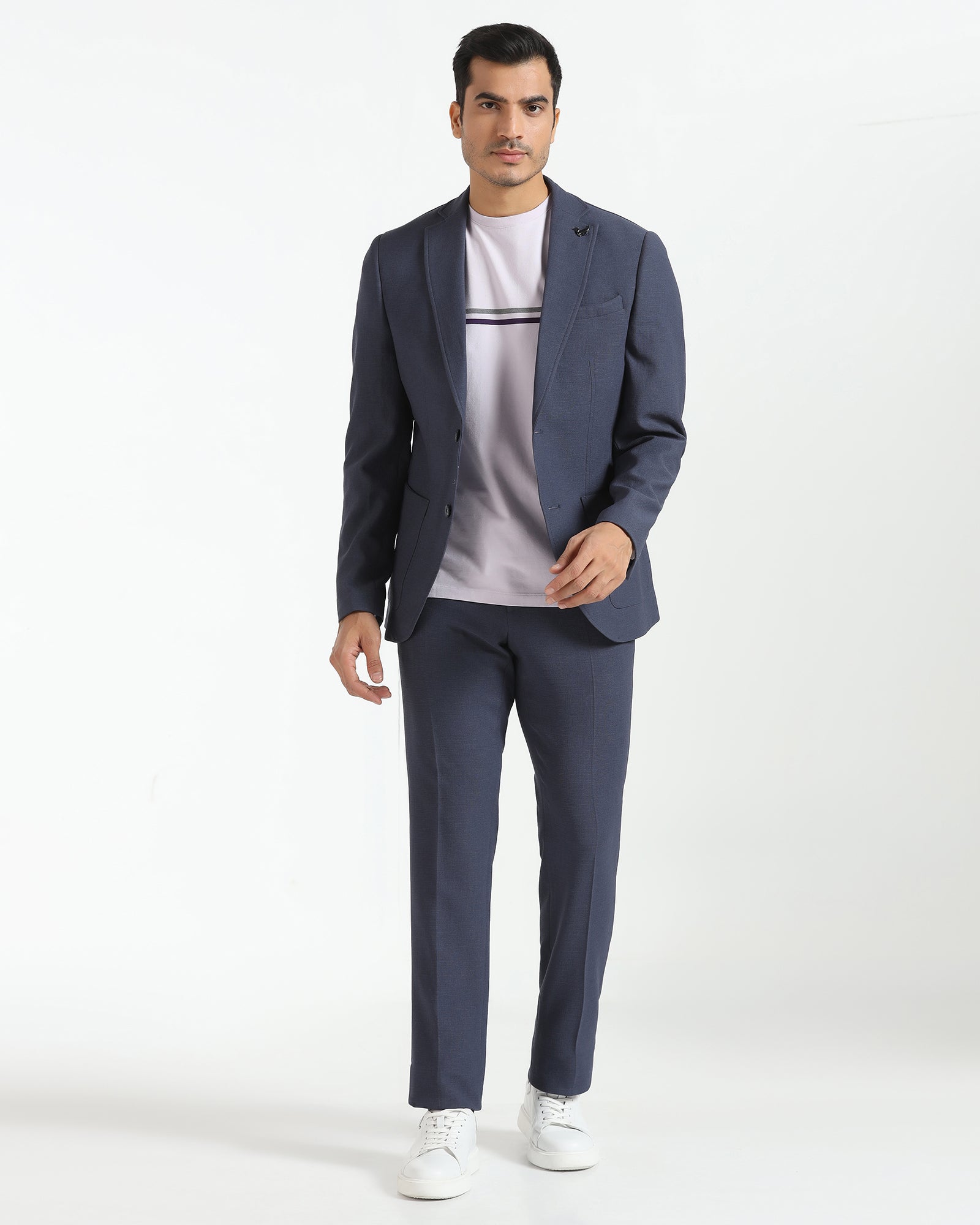 Two Piece Navy Textured Formal Suit - Trevin
