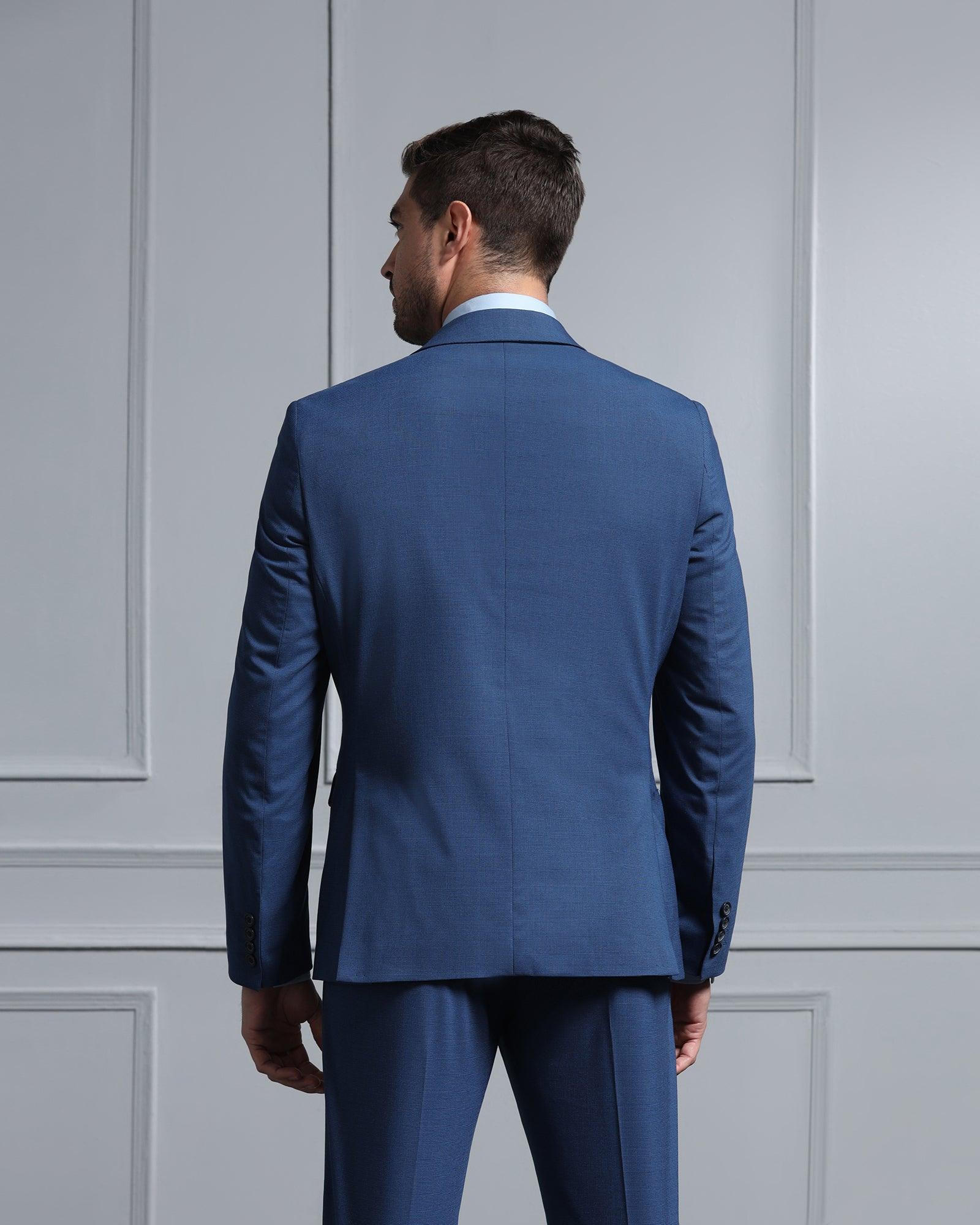 Two Piece Navy Textured Formal Suits - Waves - Blackberrys