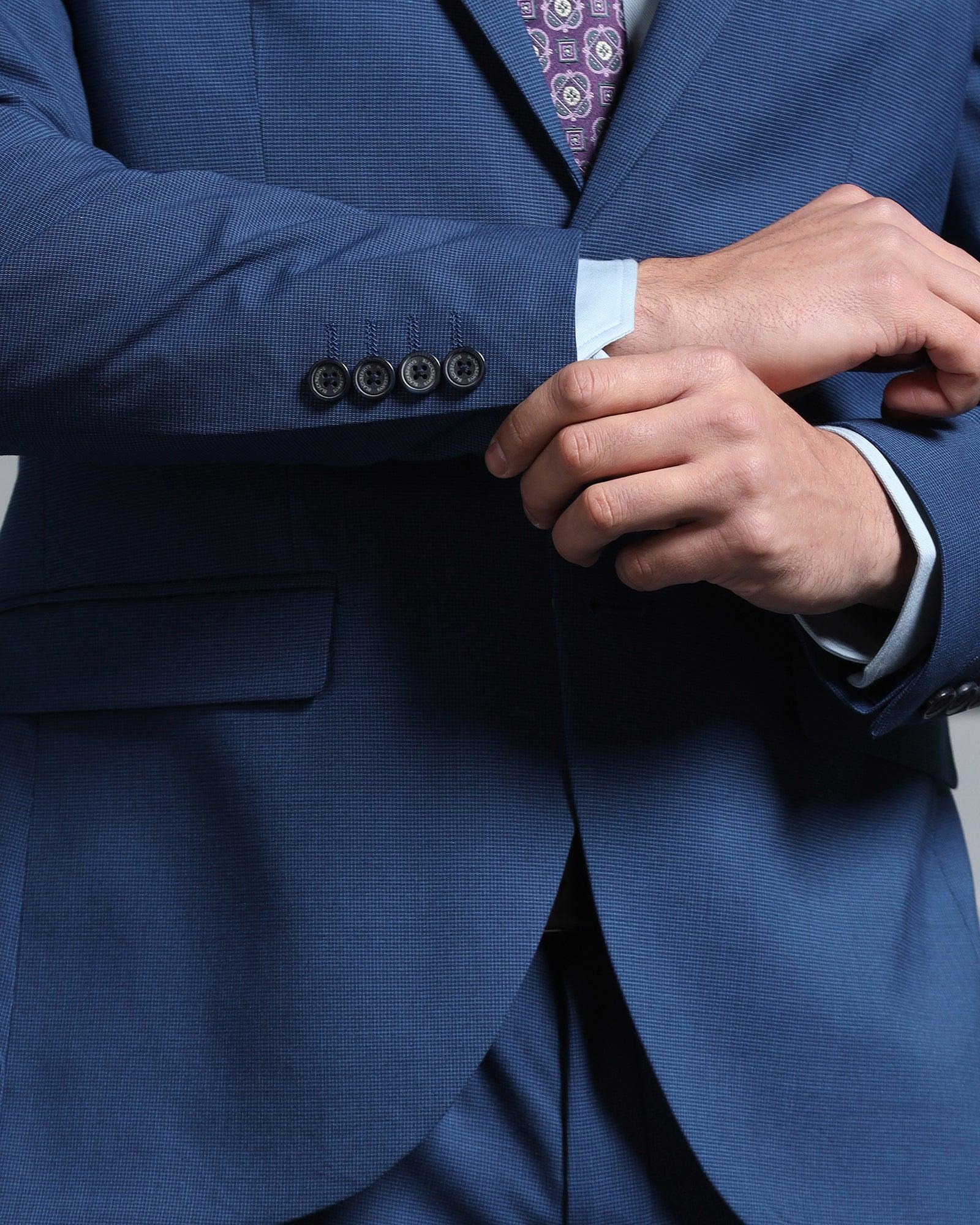 Two Piece Navy Textured Formal Suits - Waves - Blackberrys