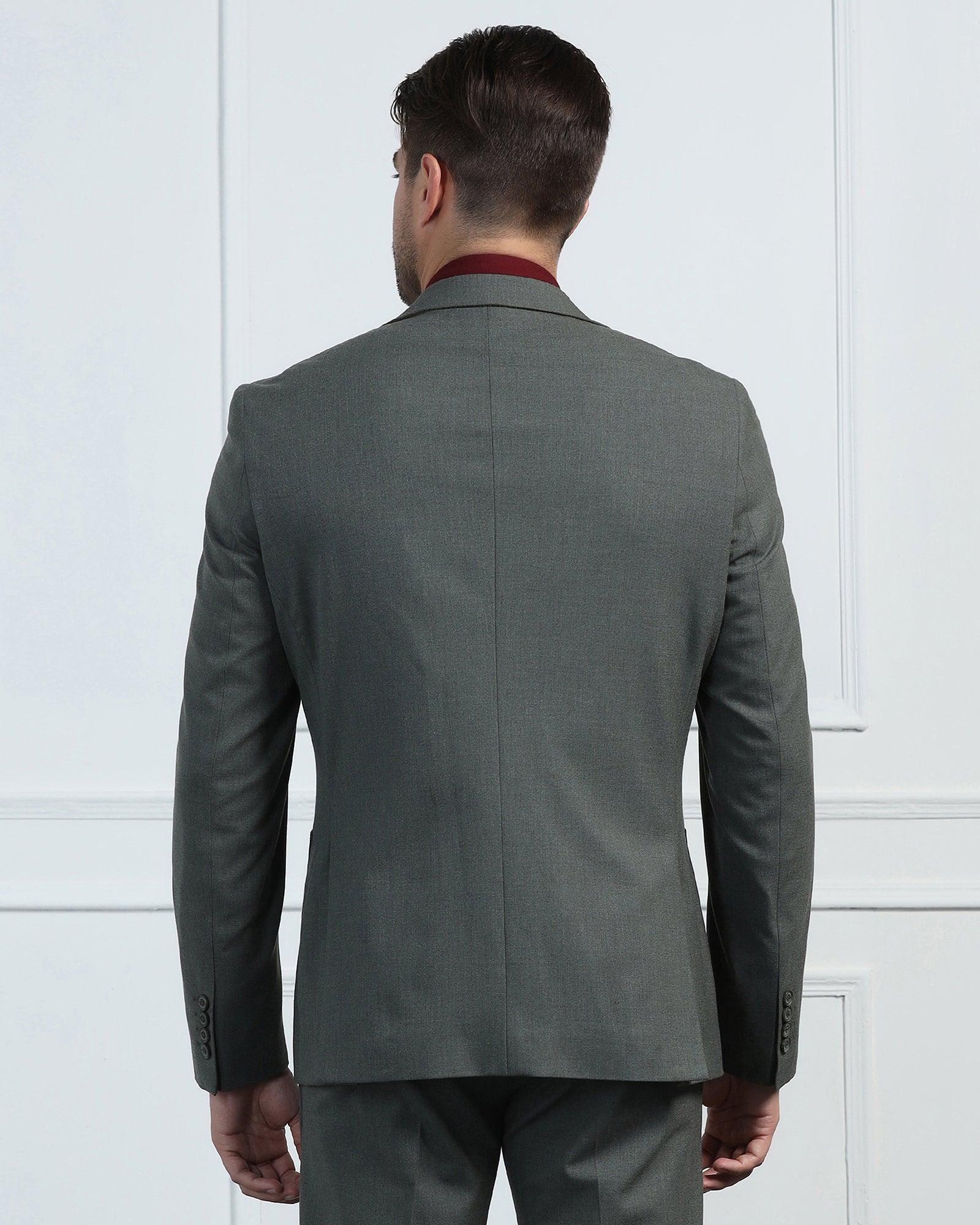 Two Piece Olive Solid Formal Suit - Connor