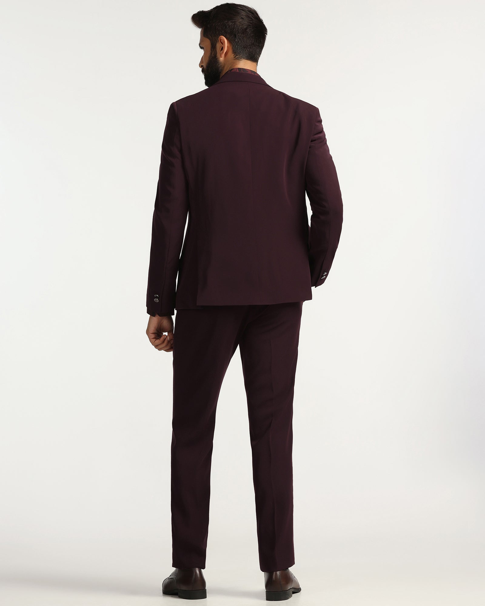 Two Piece Wine Solid Formal Suit - Rhine
