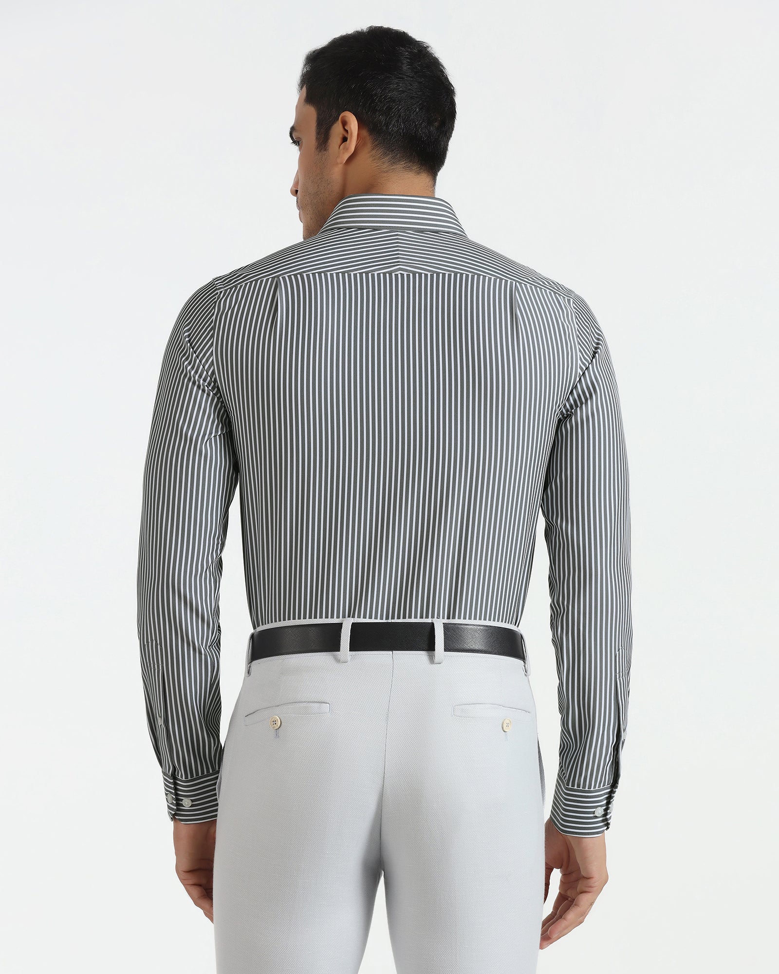 Non Iron Formal Grey Stripe Shirt - Intex