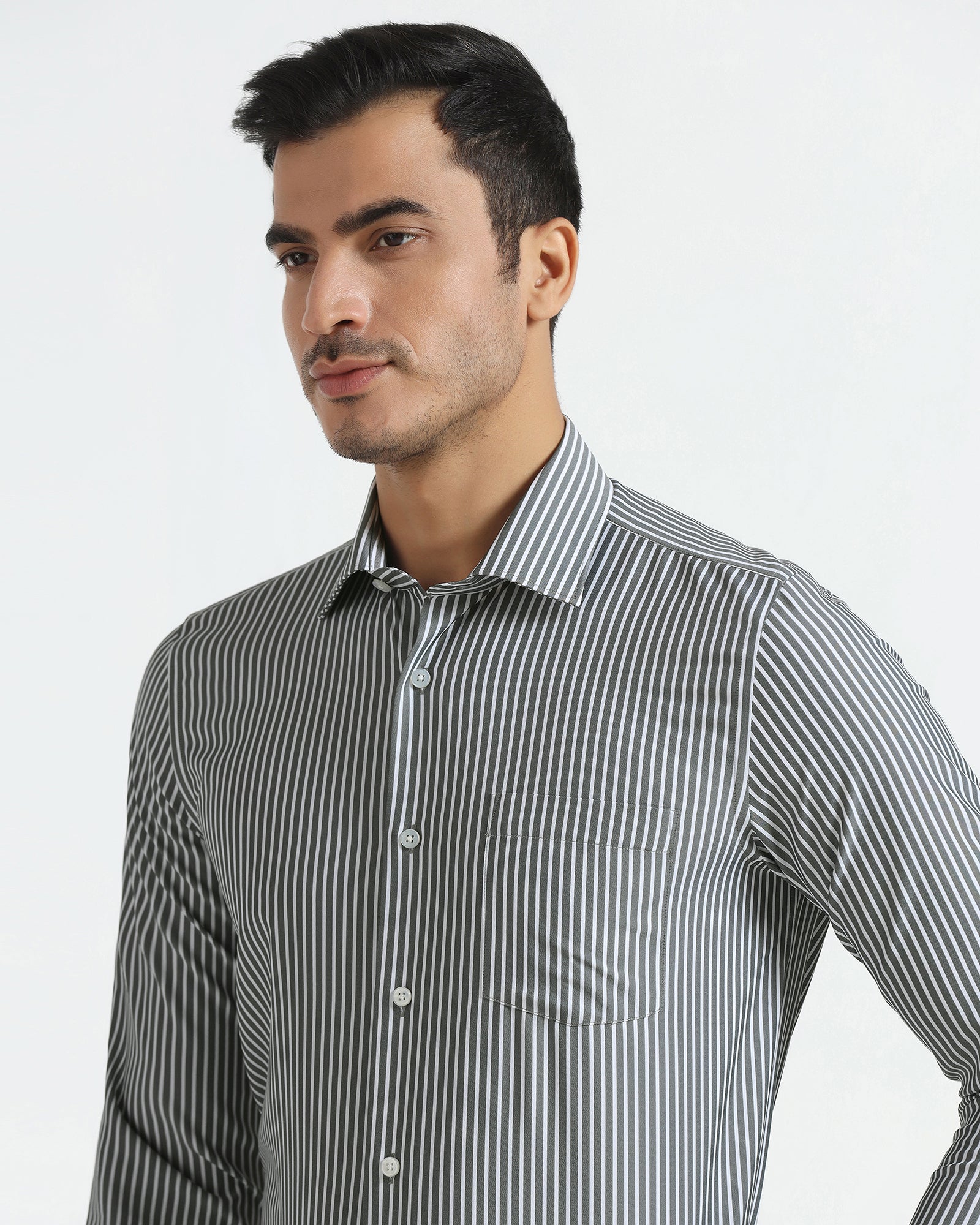 Non Iron Formal Grey Stripe Shirt - Intex