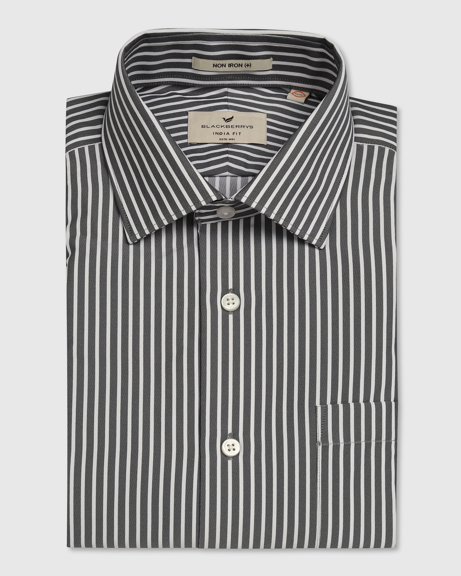 Non Iron Formal Grey Stripe Shirt - Intex