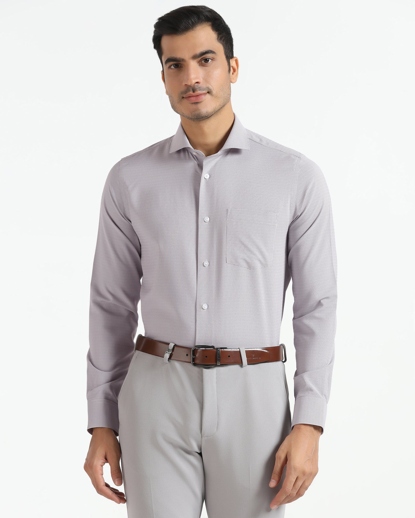 Non Iron Formal Purple Textured Shirt - Ivis